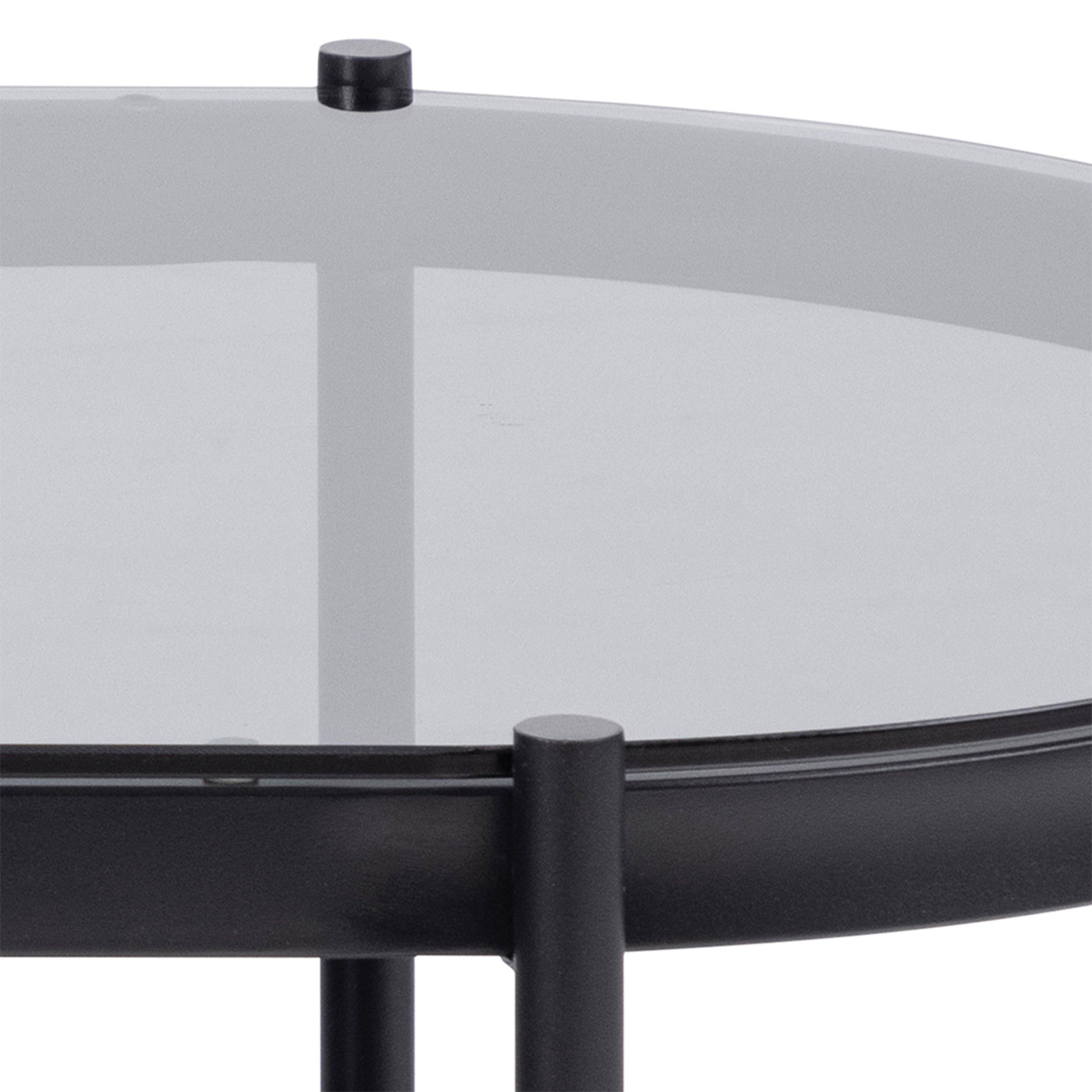 Bayonne Oval Coffee Table with Smoked Glass Top - image 9