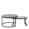 Spiro Round/Oval Coffee Table Set with Black Marble/Smoked Melamine Glass Top - image 2