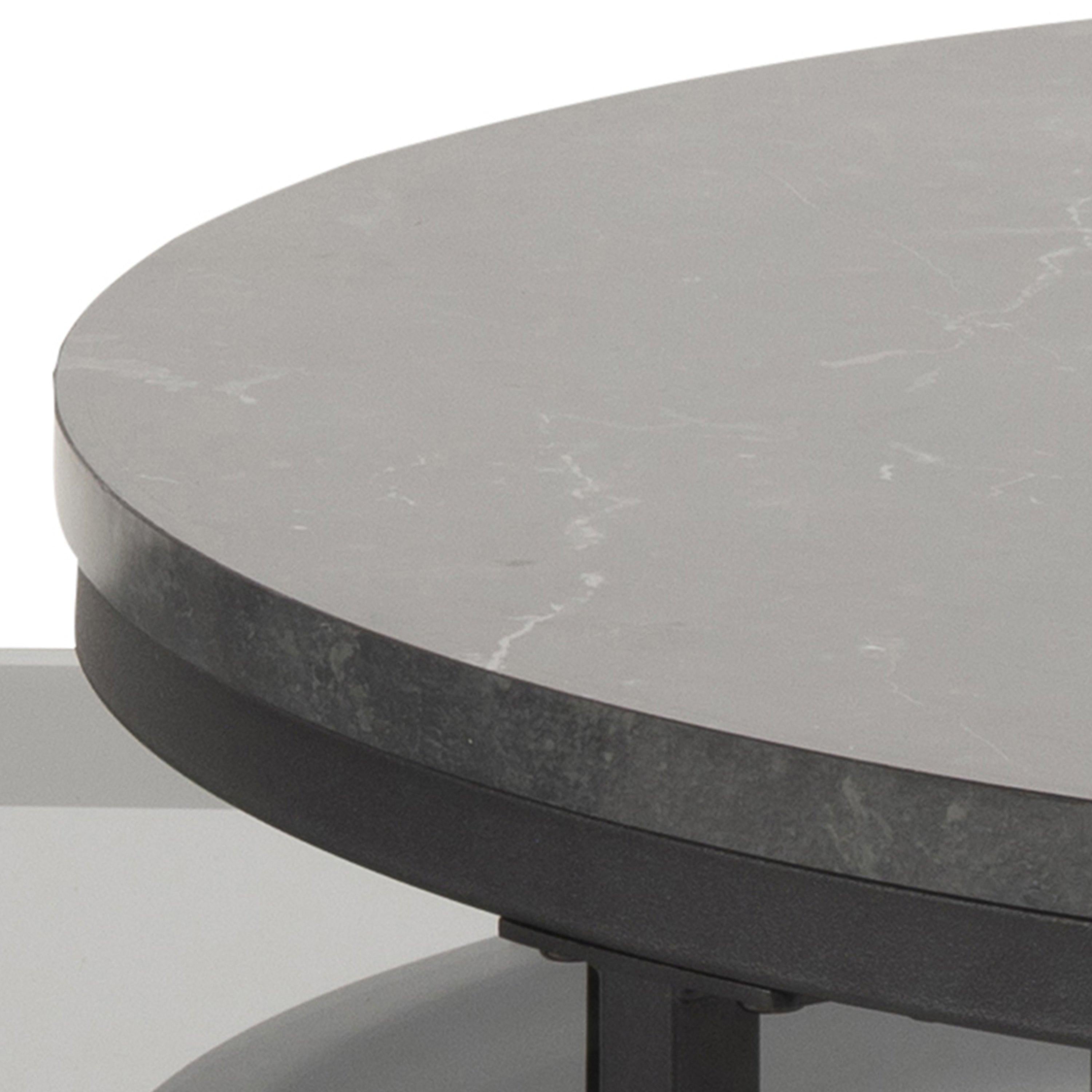 Spiro Round/Oval Coffee Table Set with Black Marble/Smoked Melamine Glass Top - image 5