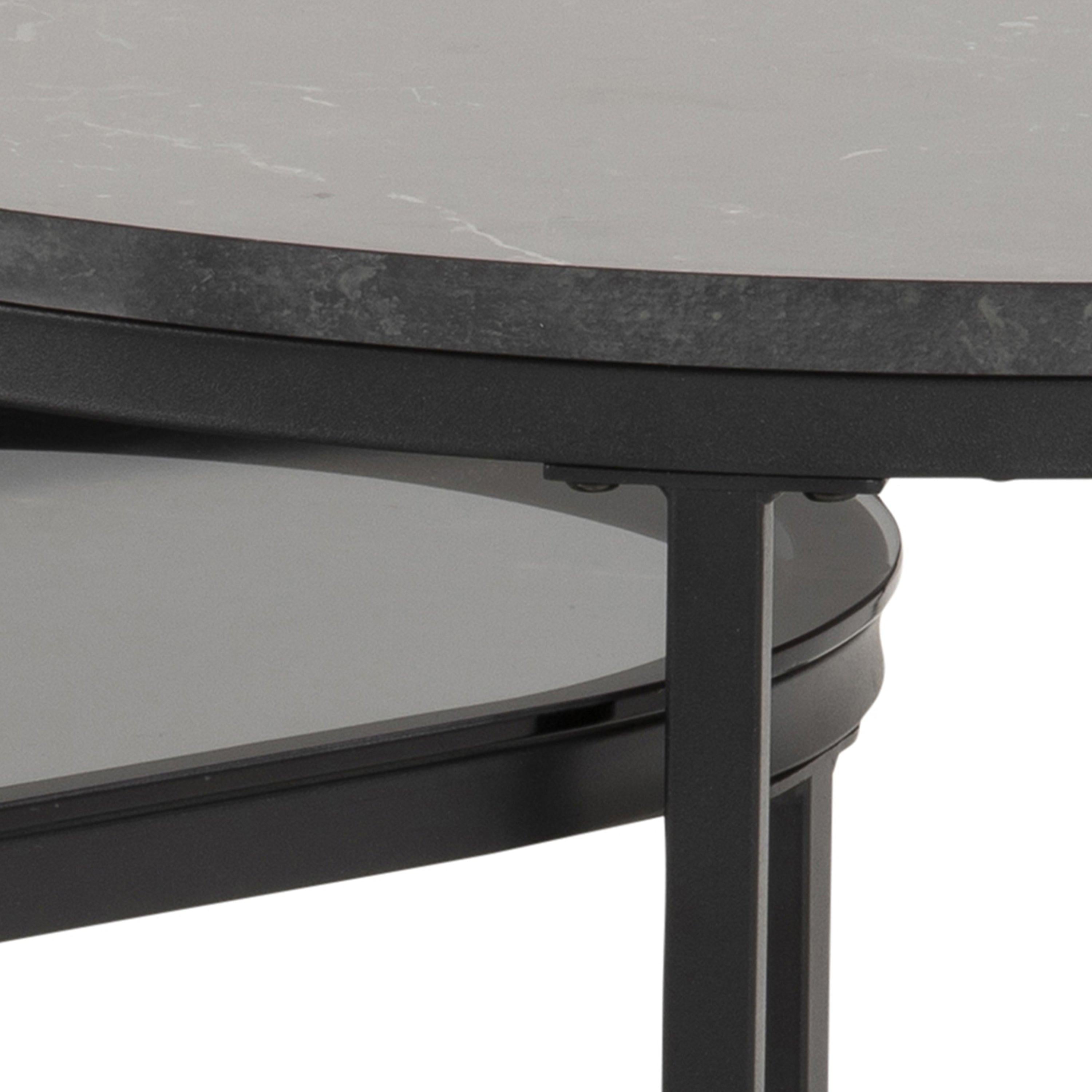 Spiro Round/Oval Coffee Table Set with Black Marble/Smoked Melamine Glass Top - image 6