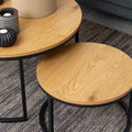 Spiro Round Coffee Table Set with Oak Top & Black Legs - image 4