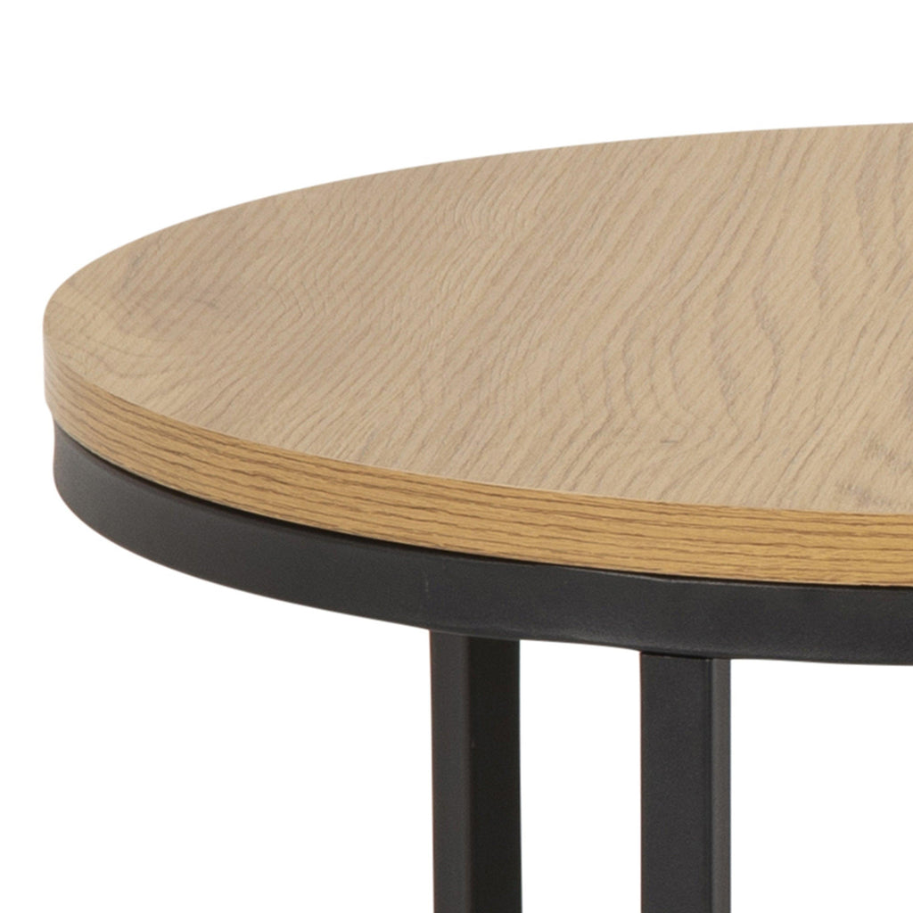 Spiro Round Coffee Table Set with Oak Top & Black Legs - image 5