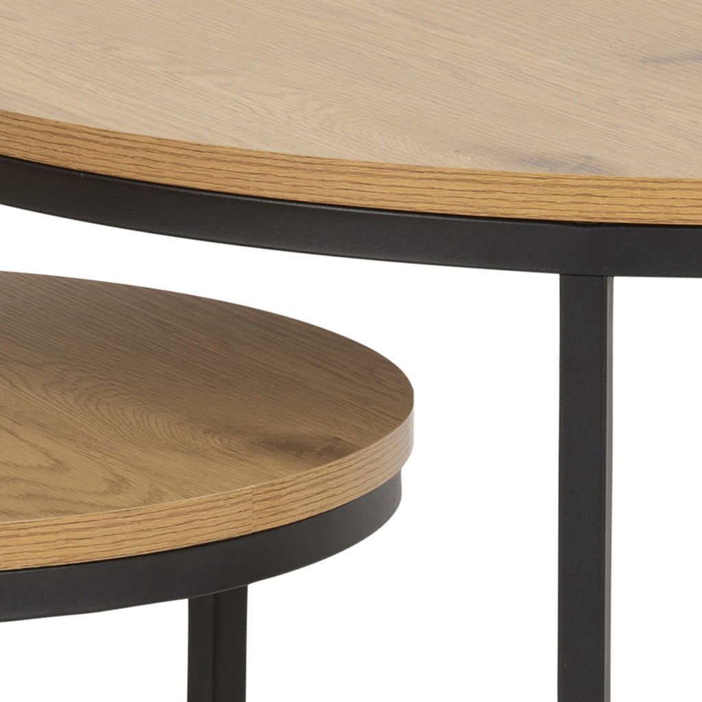 Spiro Round Coffee Table Set with Oak Top & Black Legs - image 6
