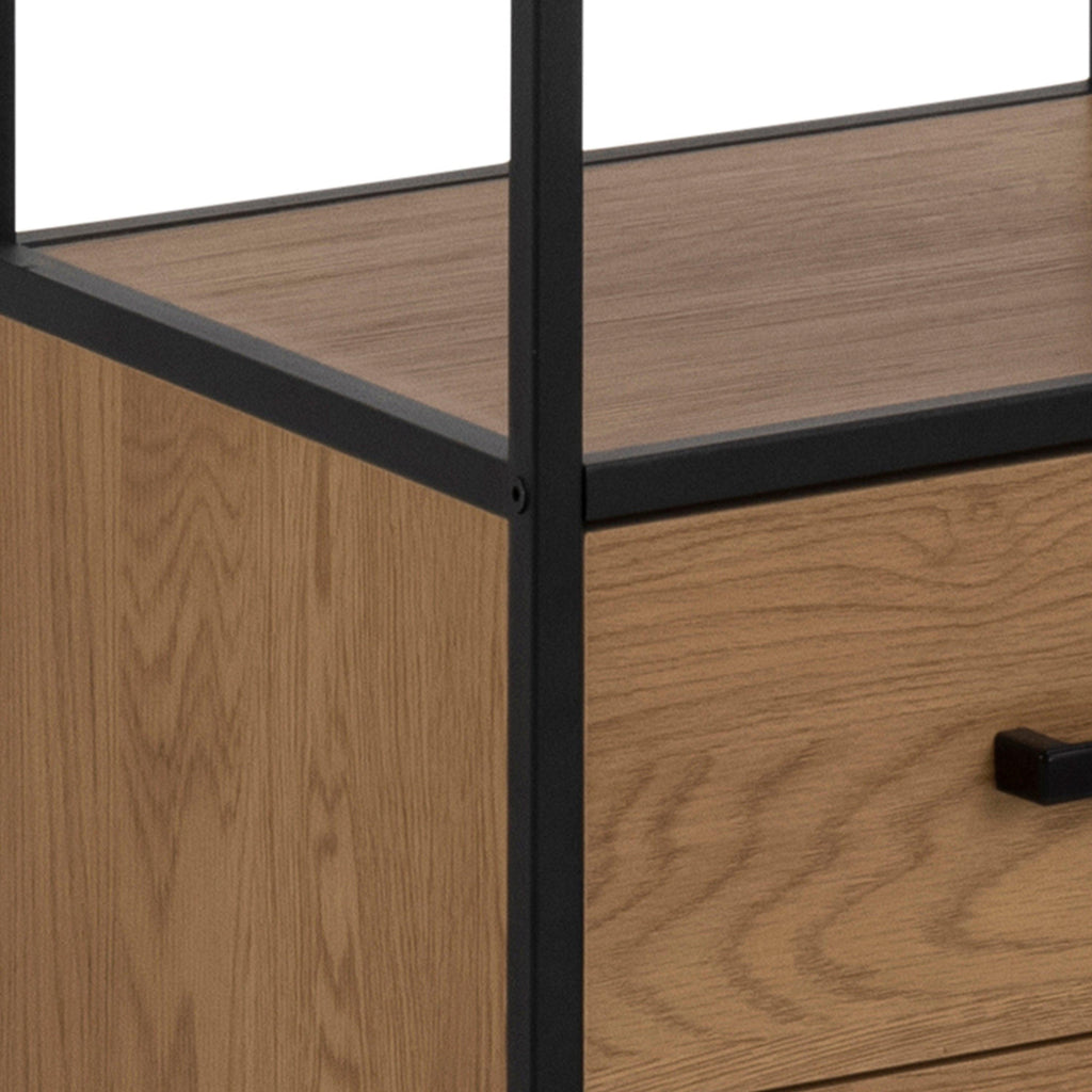 Seaford Bookcase with 2 Drawers and 3 Shelves in Black & Oak - image 6