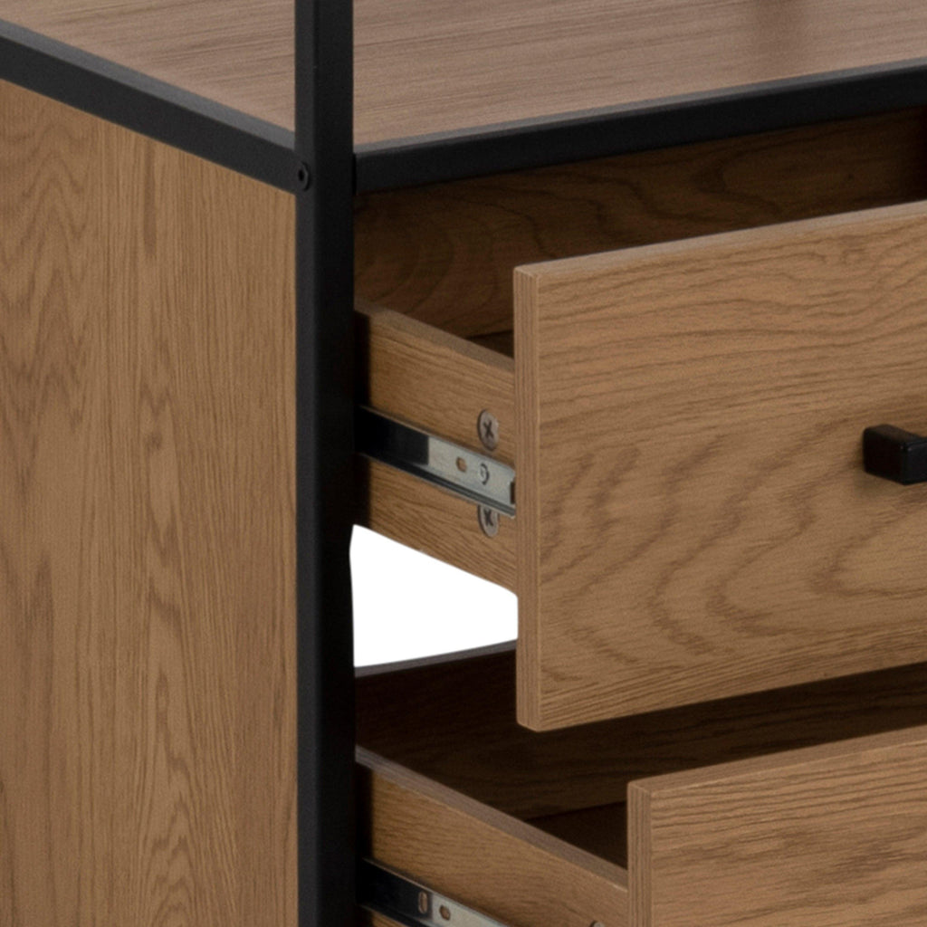 Seaford Bookcase with 2 Drawers and 3 Shelves in Black & Oak - image 7