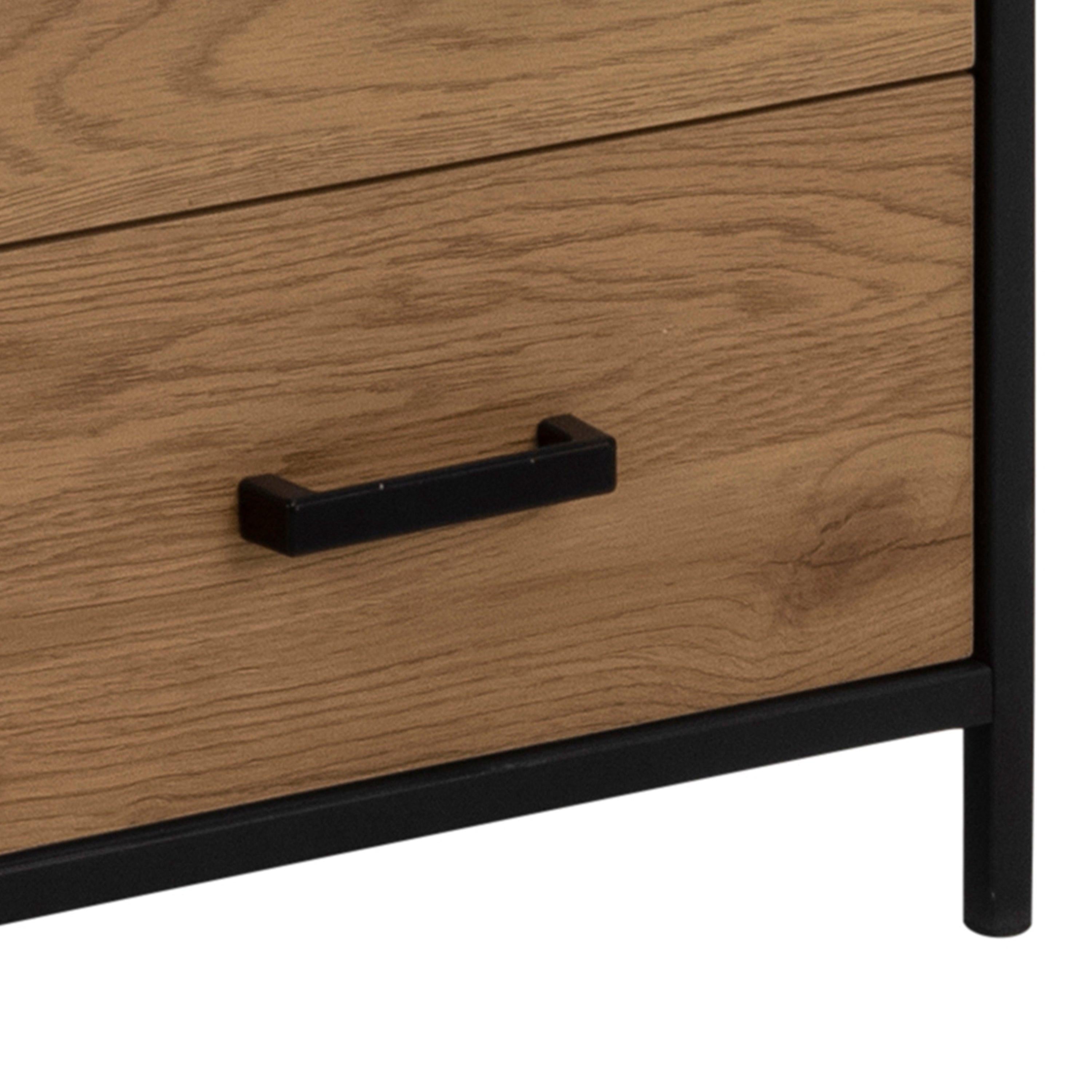Seaford Bookcase with 2 Drawers and 3 Shelves in Black & Oak - image 8