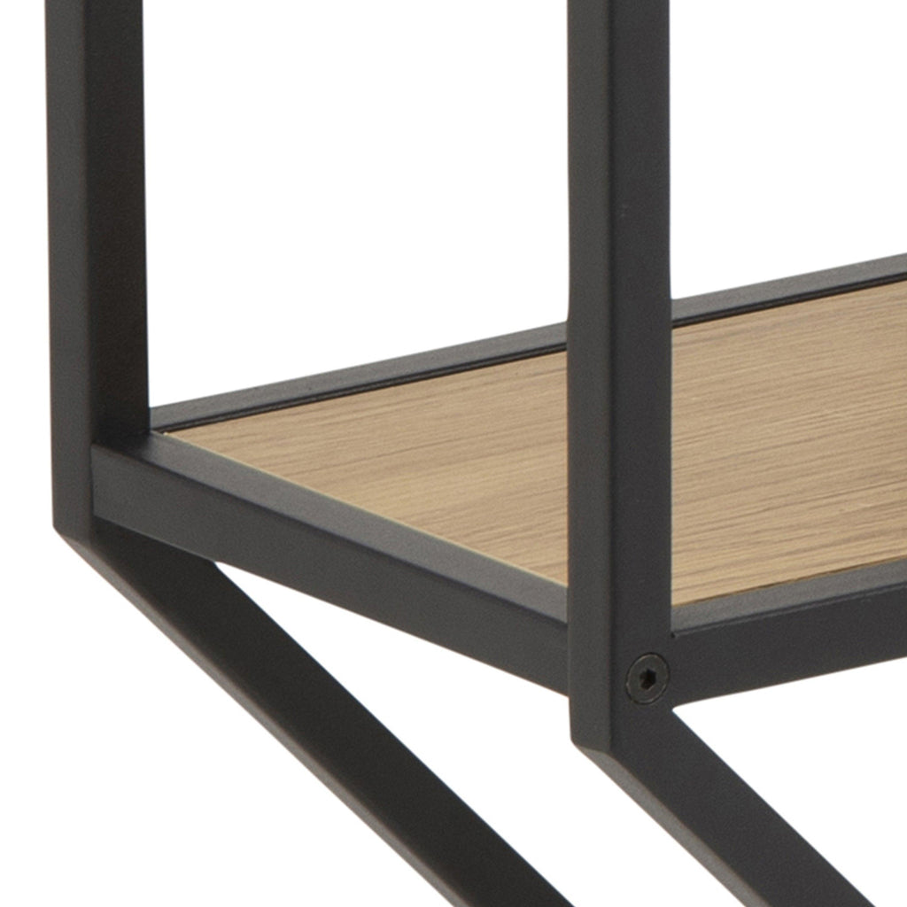 Seaford Octagonal Metal Wall Shelf in Black & Oak - image 5