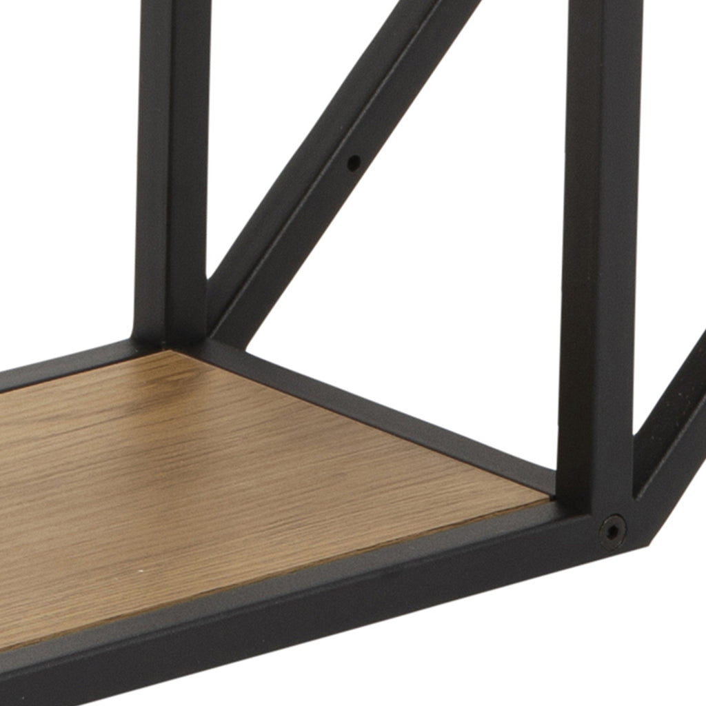 Seaford Octagonal Metal Wall Shelf in Black & Oak - image 6