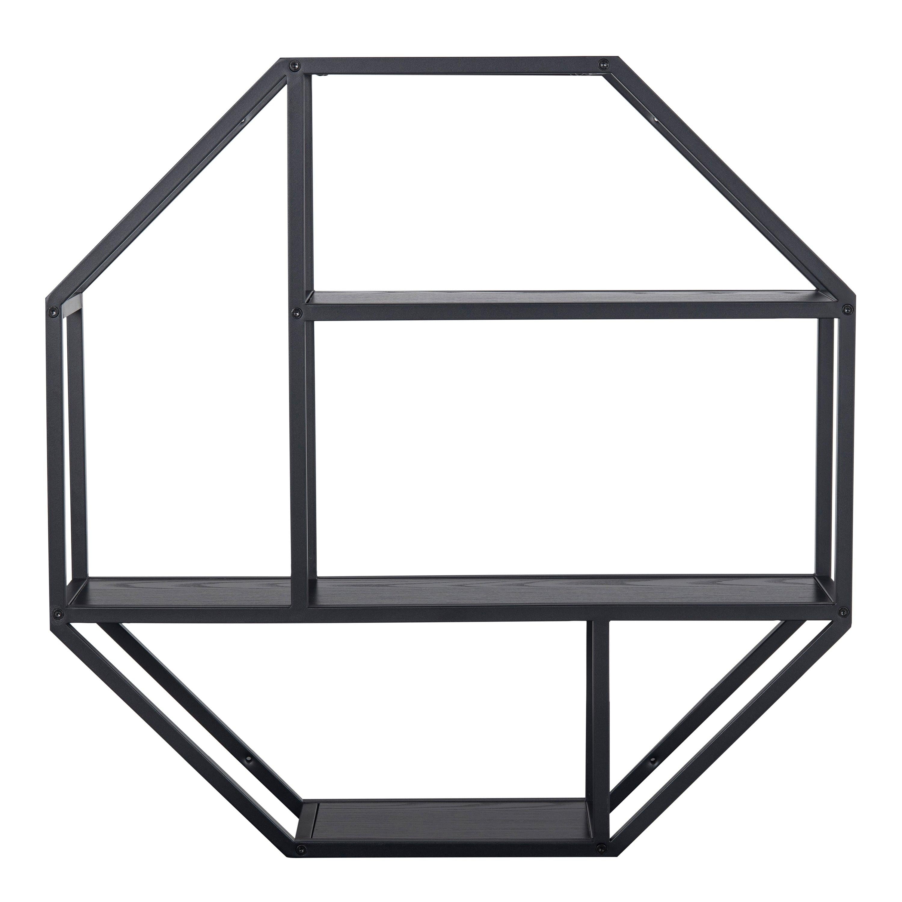 Seaford Octagonal Metal Wall Shelf in Black - image 2