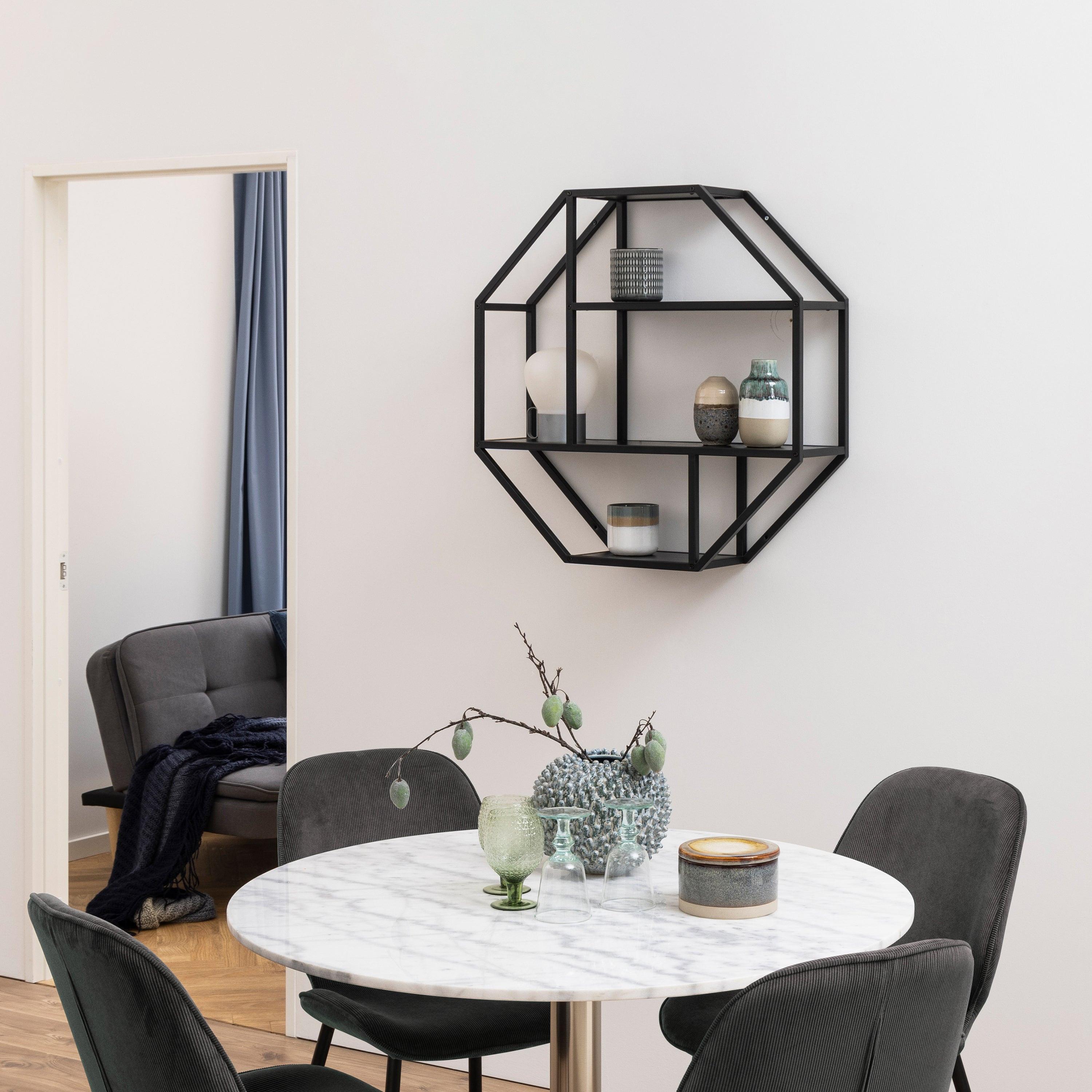 Seaford Octagonal Metal Wall Shelf in Black - image 4