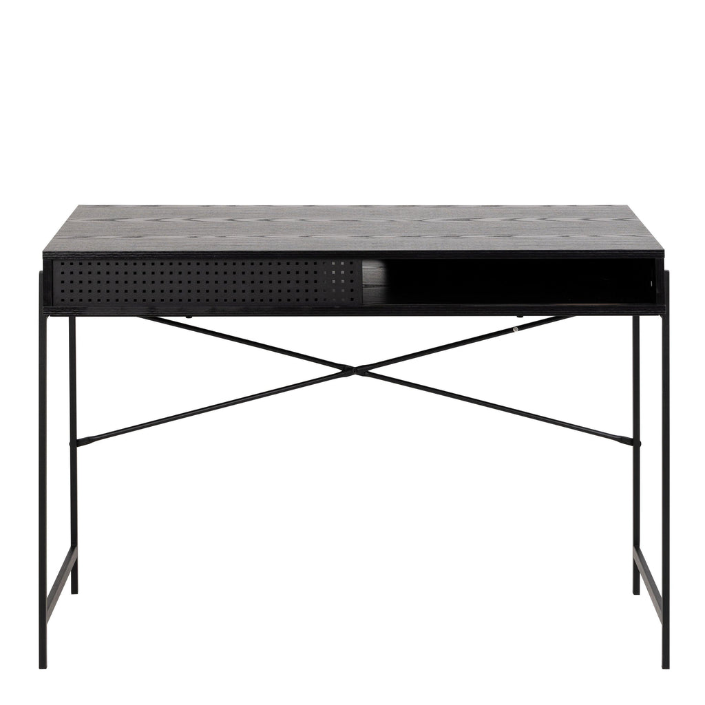 Angus Office Desk with Sliding Door in Black - image 2