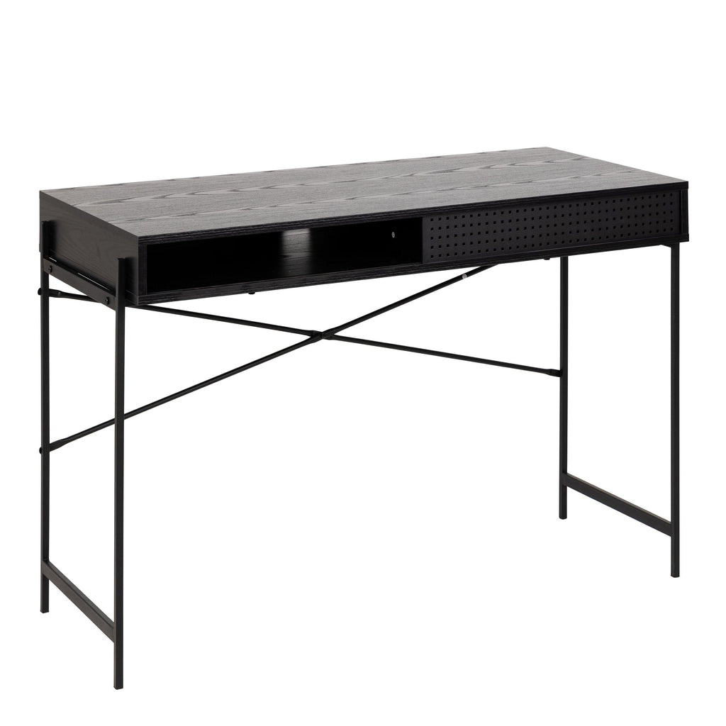 Angus Office Desk with Sliding Door in Black - image 4