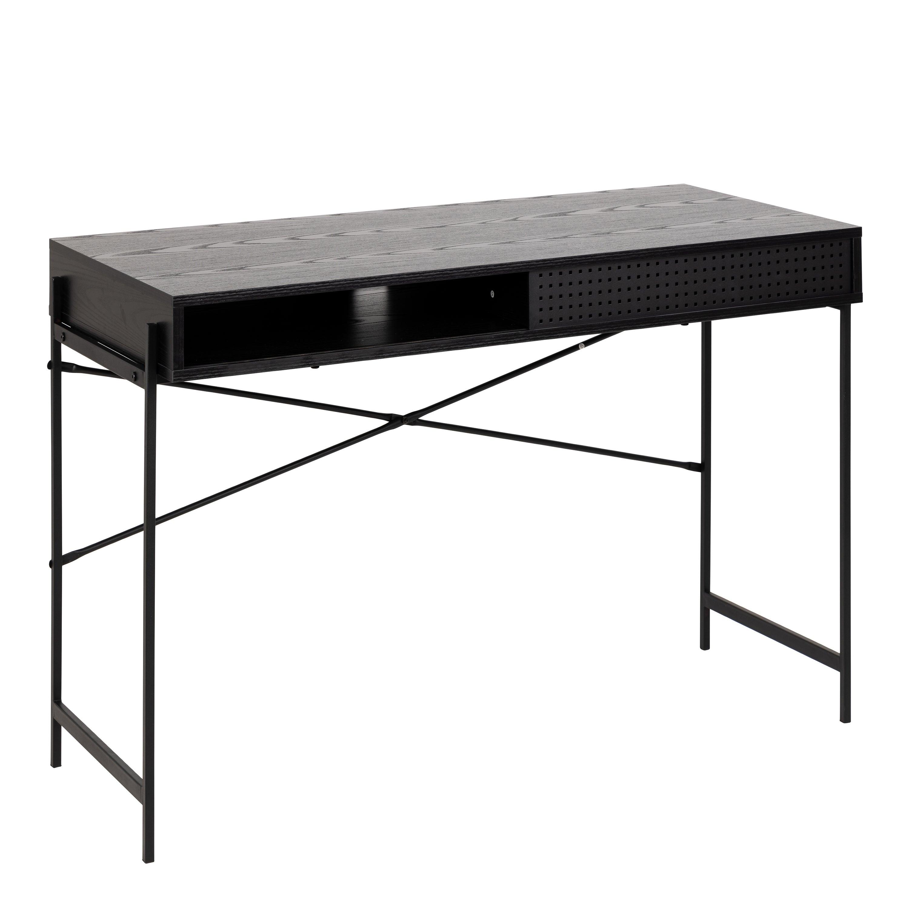 Angus Office Desk with Sliding Door in Black - image 4