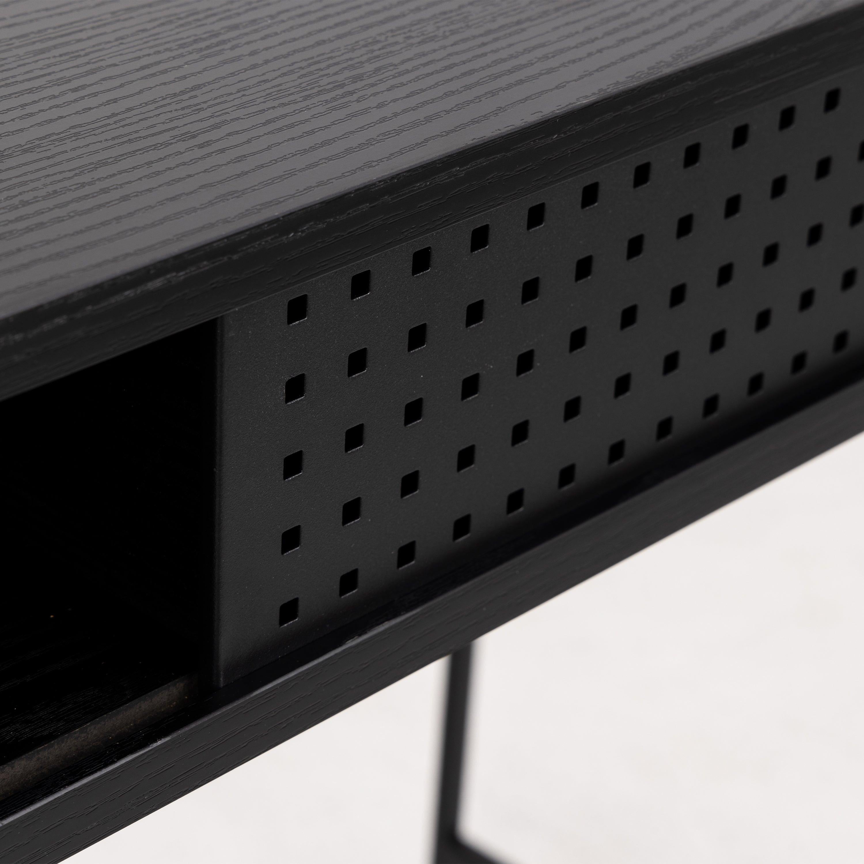 Angus Office Desk with Sliding Door in Black - image 6