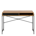 Angus Office Desk with Sliding Door in Oak & Black - image 2