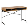 Angus Office Desk with Sliding Door in Oak & Black - image 3