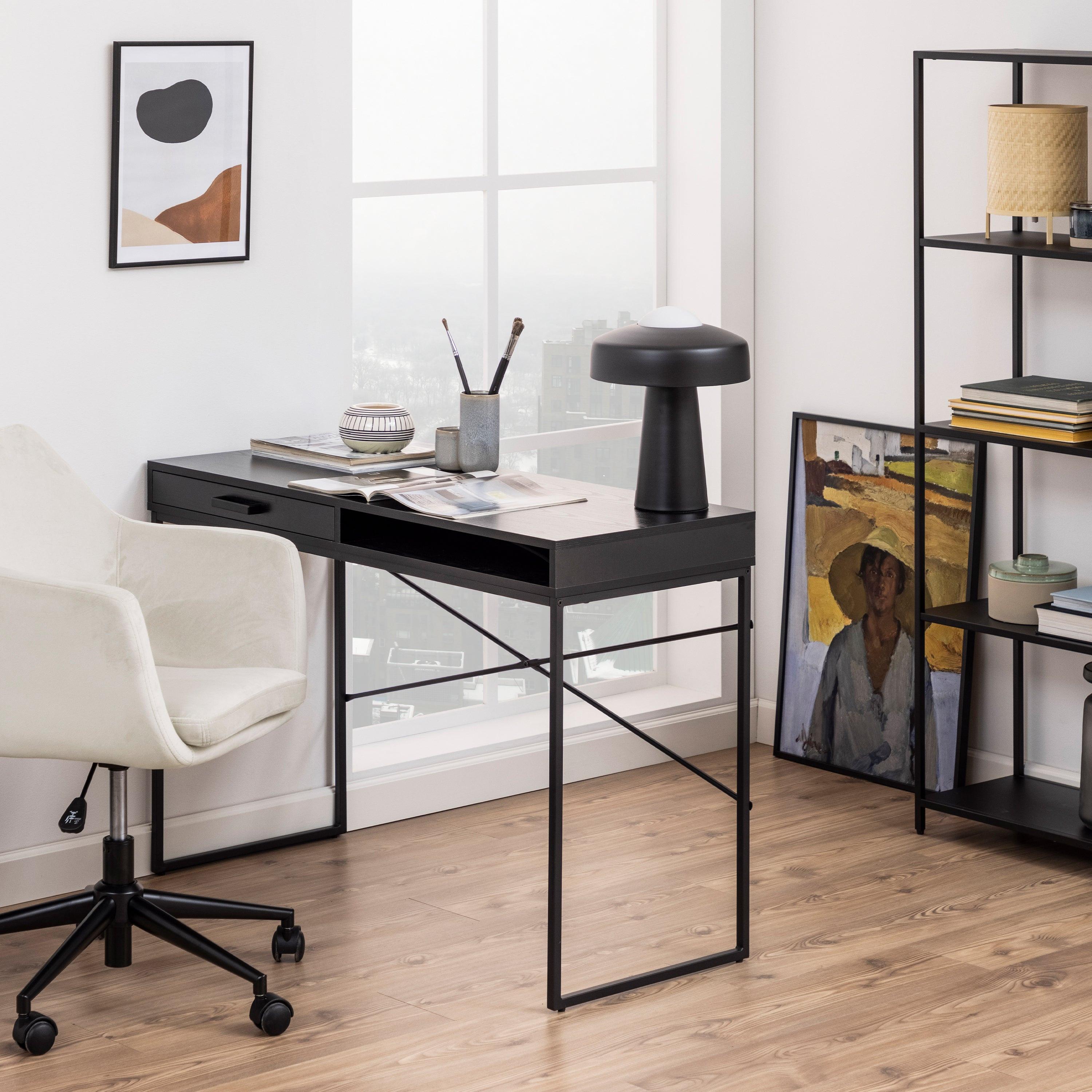 Seaford 1 Drawer Office Desk in Ash Black - image 5