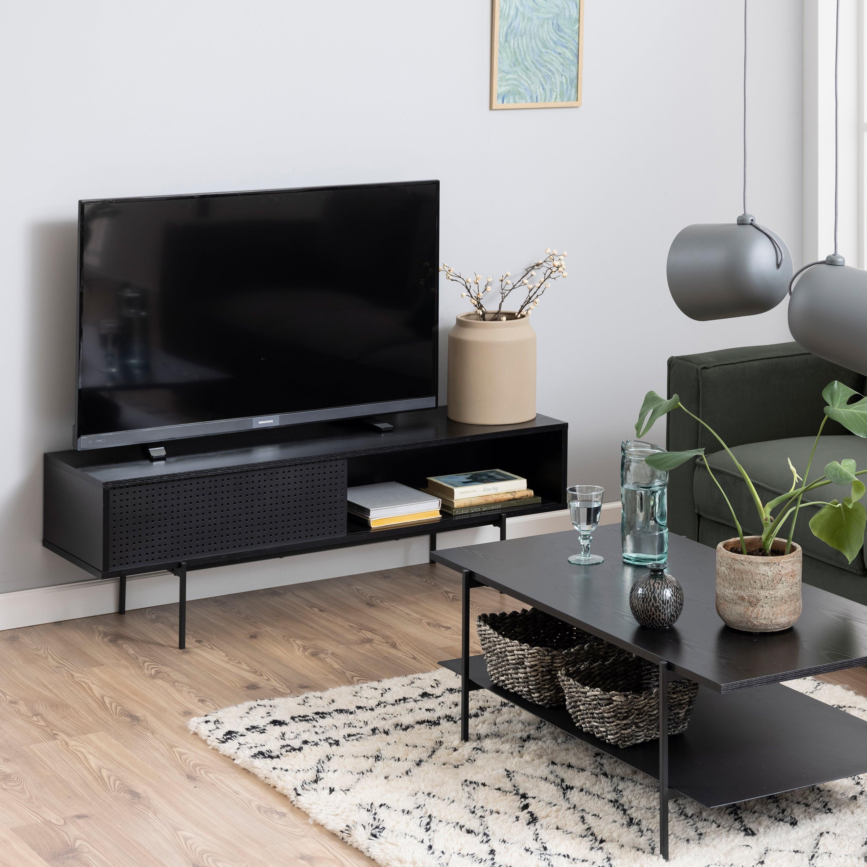Angus TV Unit with 1 Sliding Door in Black - image 5