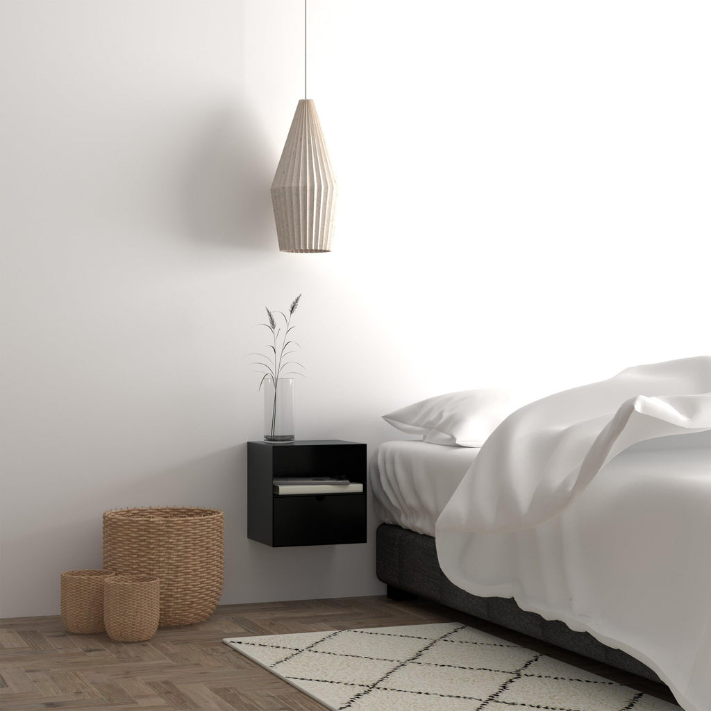 Joliet 1 Drawer Wallmounted Bedside Table in Matt Black - image 8