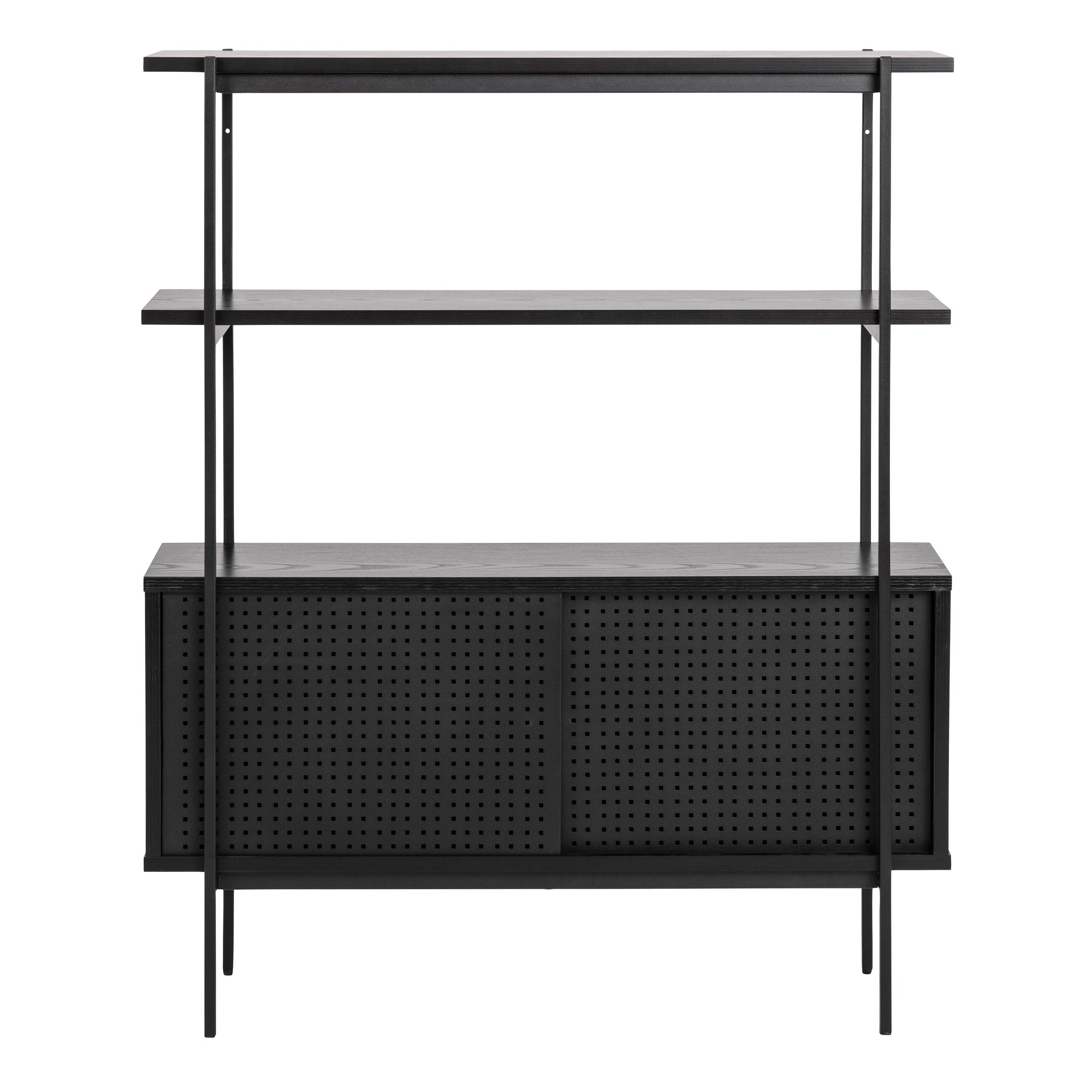 Angus Small Bookcase with 2 Sliding Doors in Black - image 2