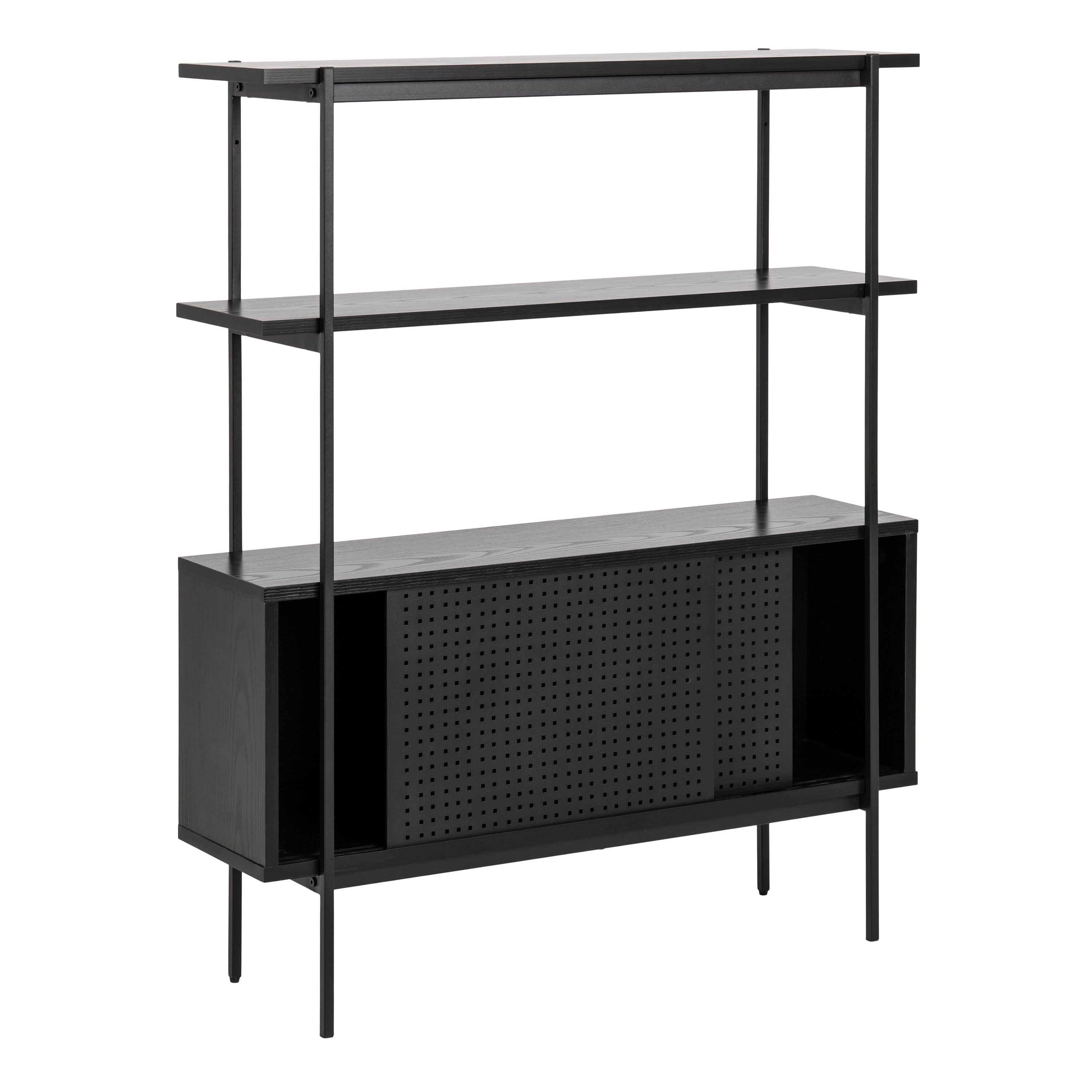 Angus Small Bookcase with 2 Sliding Doors in Black - image 4