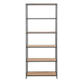 Seaford Tall Black Metal Bookcase with 5 Shelves in Oak - image 2