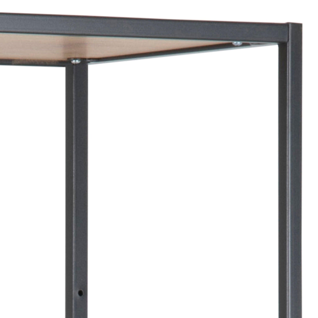 Seaford Tall Black Metal Bookcase with 5 Shelves in Oak - image 5
