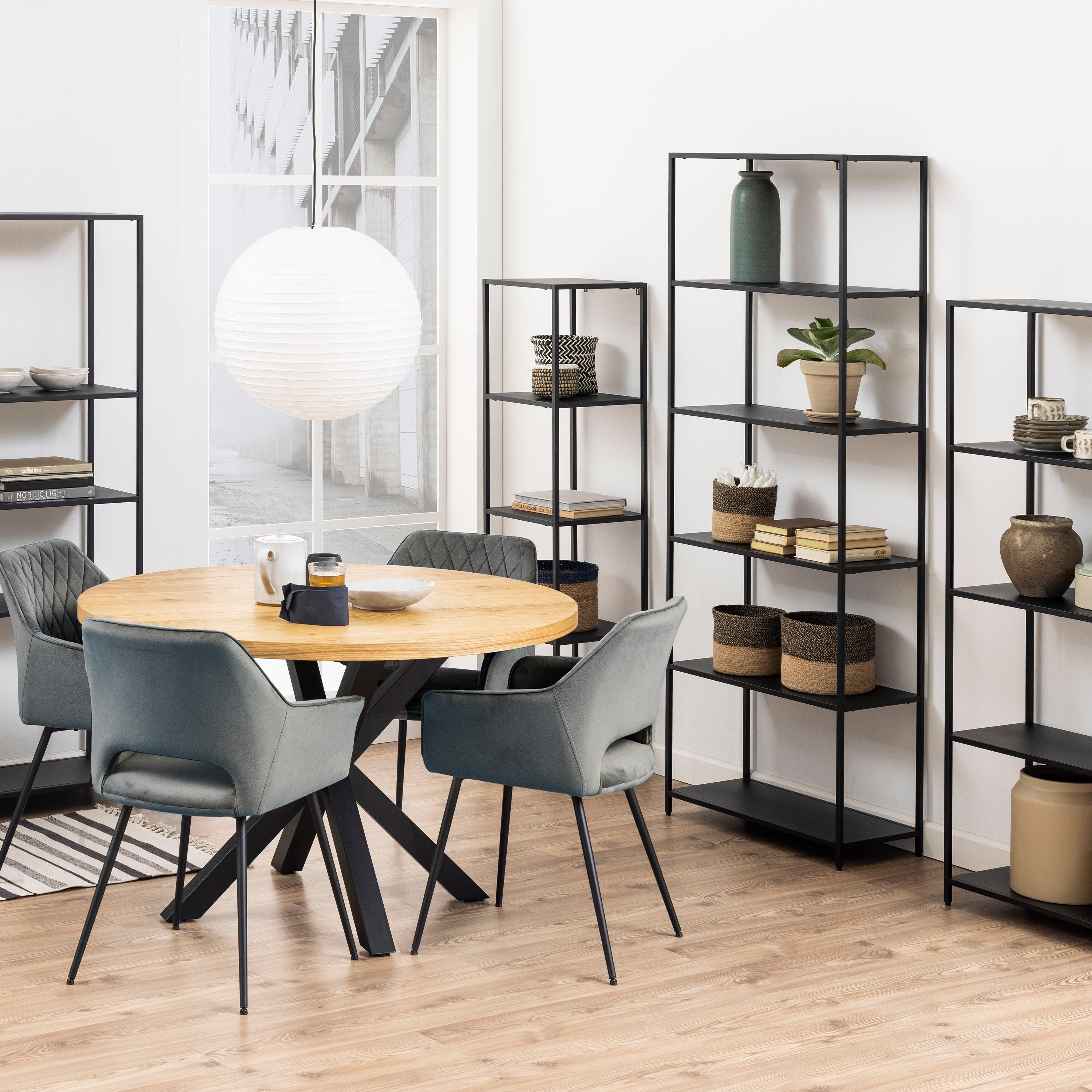 Newcastle Tall Bookcase with 5 Shelves in Matt Black - image 6