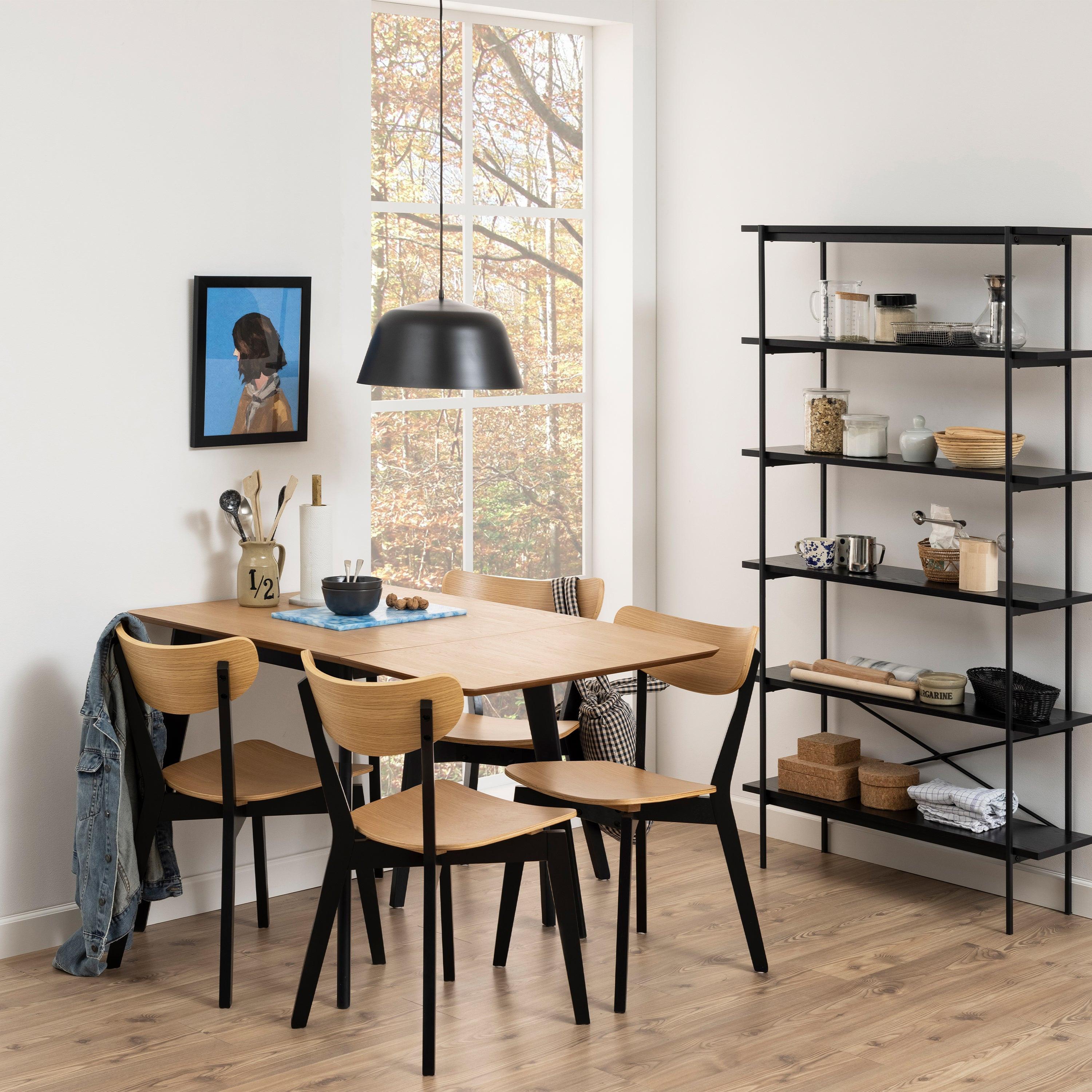 Roxby Extending Dining Table 120x80cm in Oak & Black - image 5