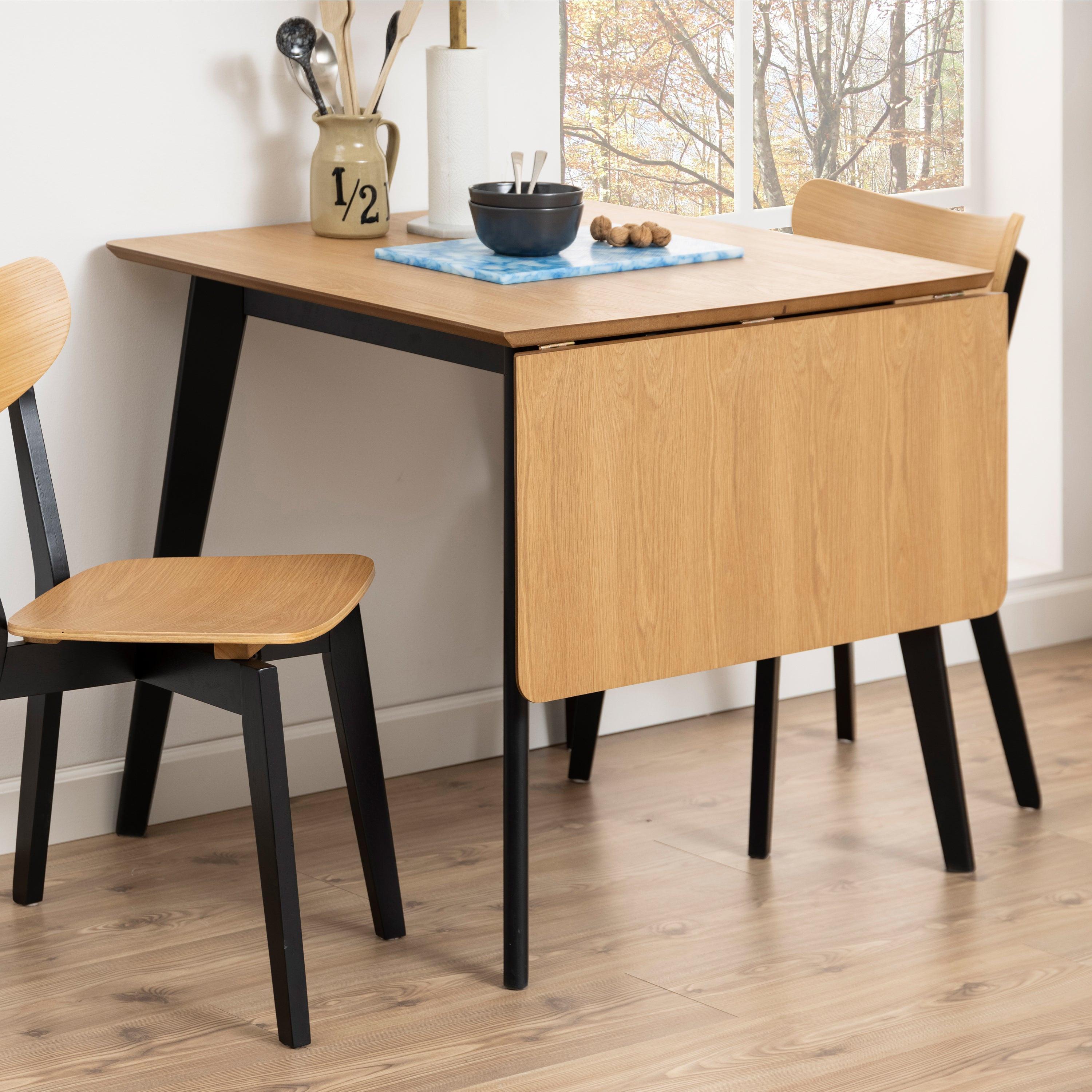 Roxby Extending Dining Table 120x80cm in Oak & Black includes 2 Roxby Dining Chairs in Black and Oak - image 4