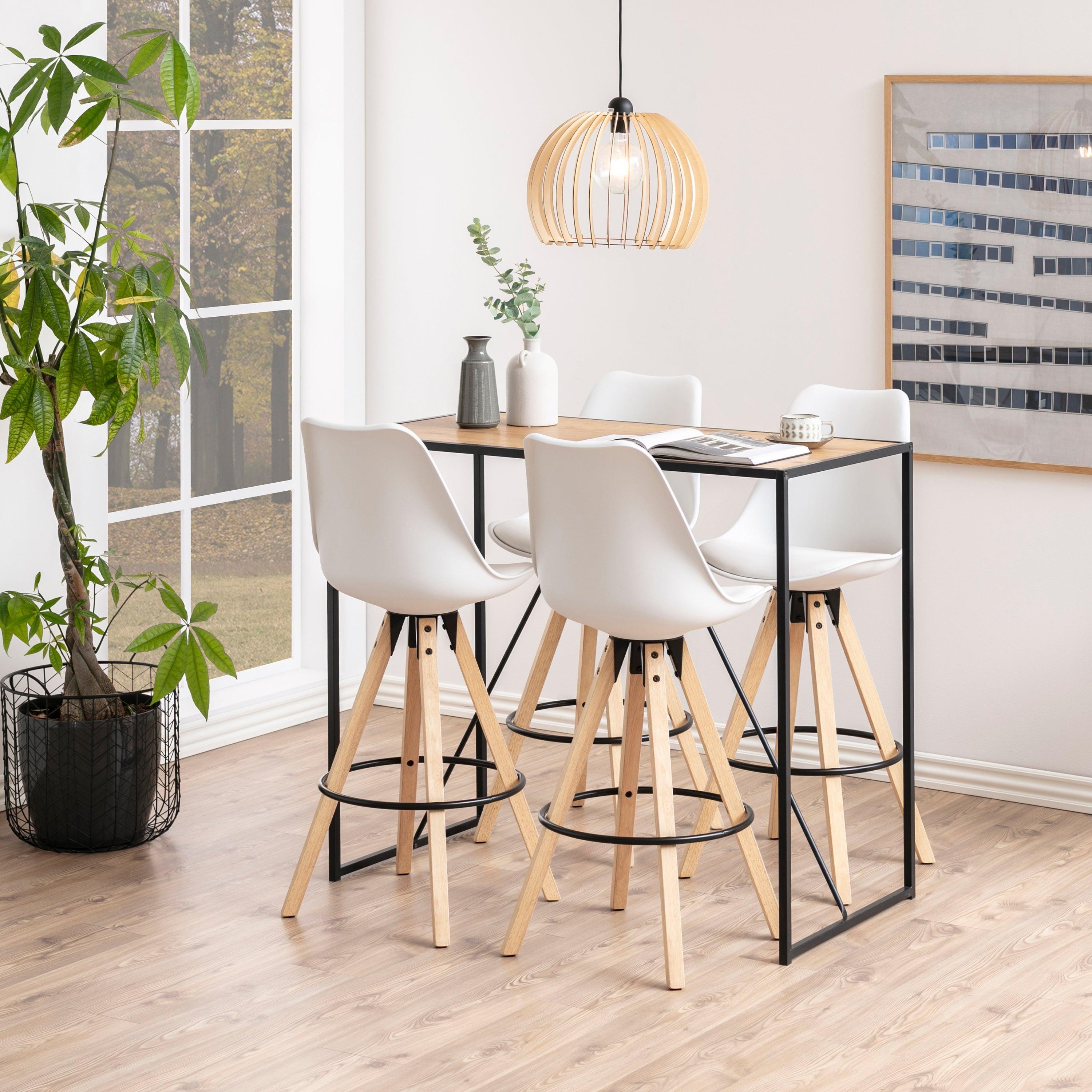 Seaford Black Metal Bar Table with Oak Top - image 3