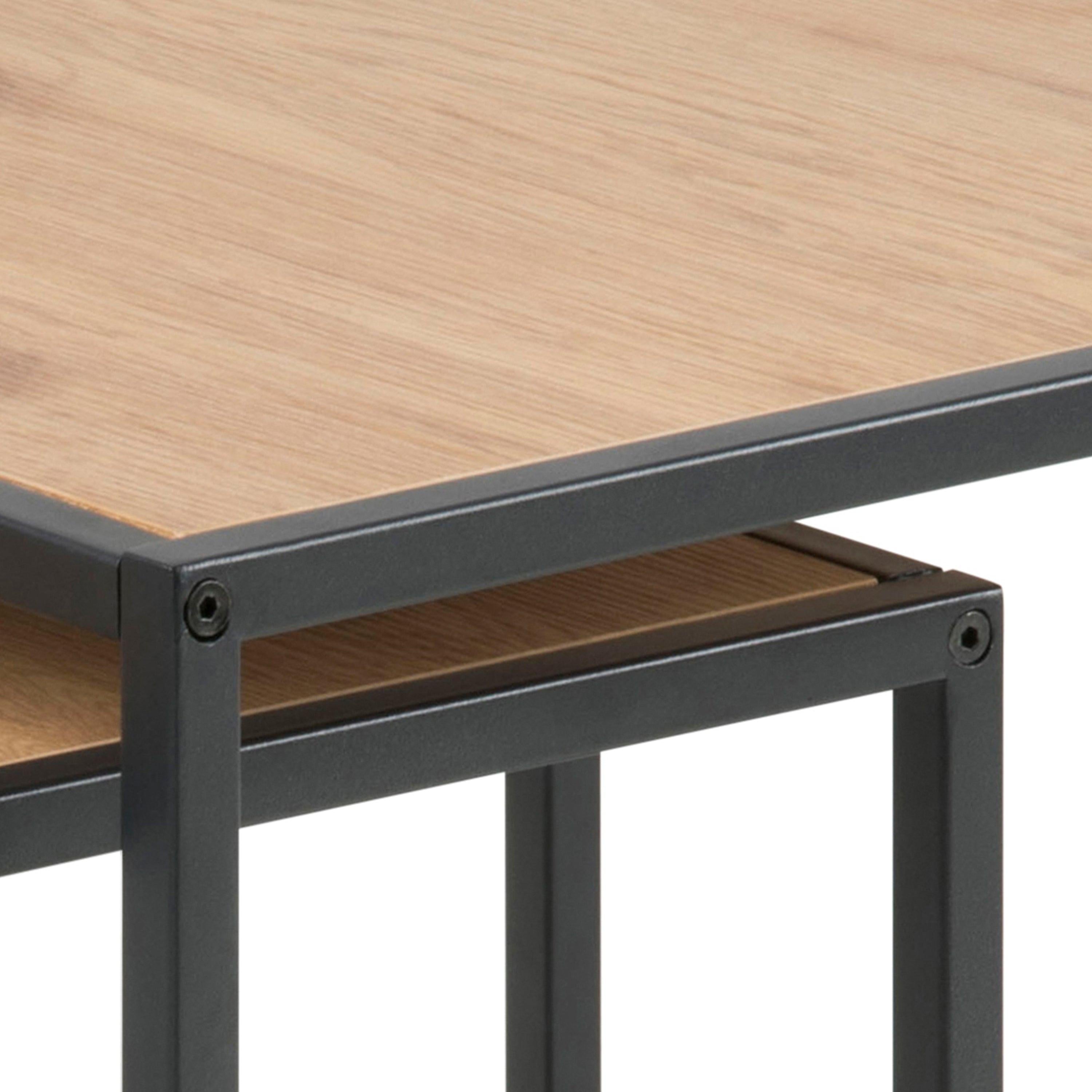 Seaford Black Metal Nest of Tables with Oak Top - image 8