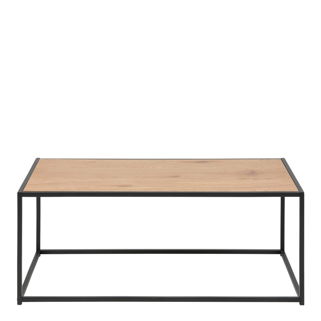 Seaford Black Metal Coffee Table with Oak Top - image 2