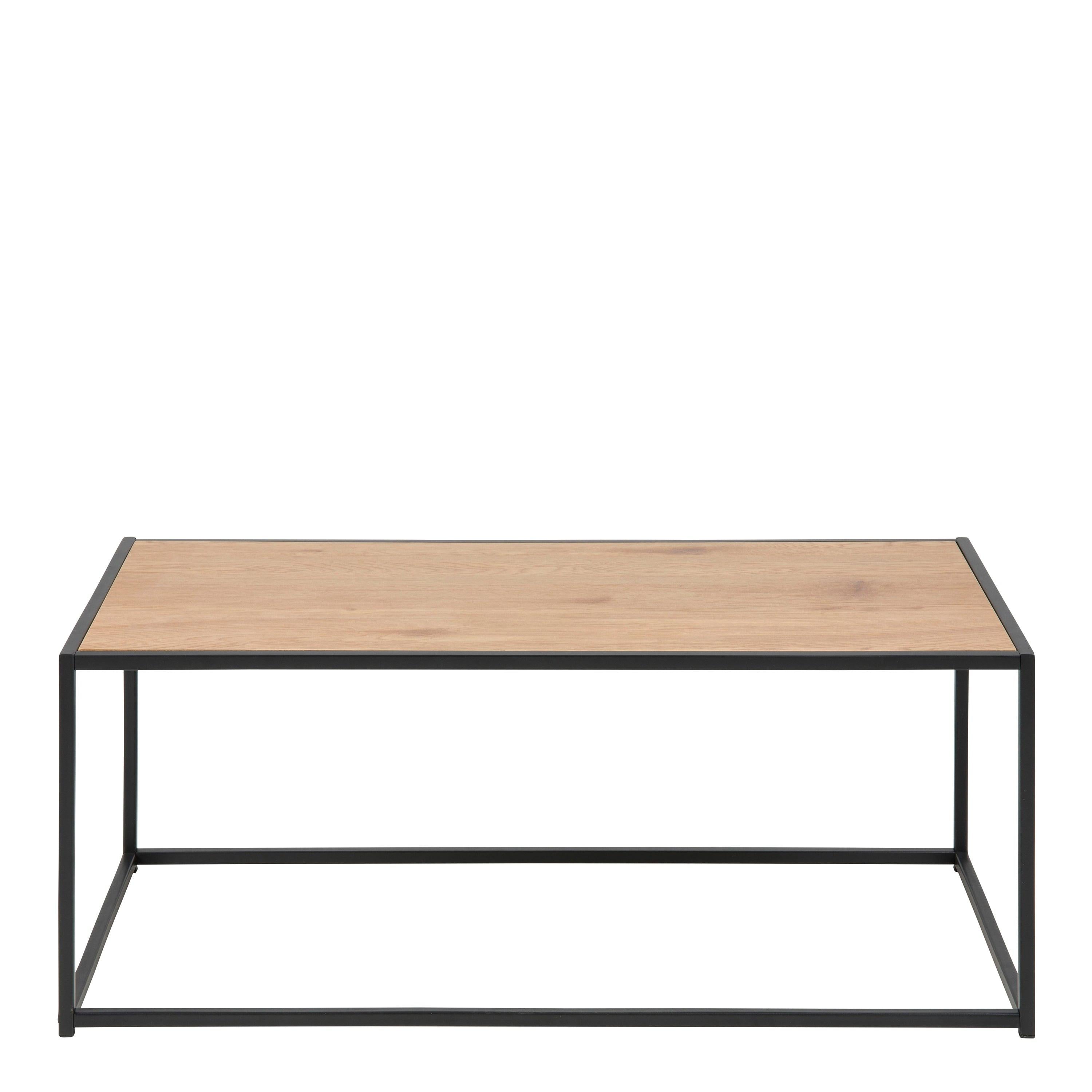 Seaford Black Metal Coffee Table with Oak Top - image 2