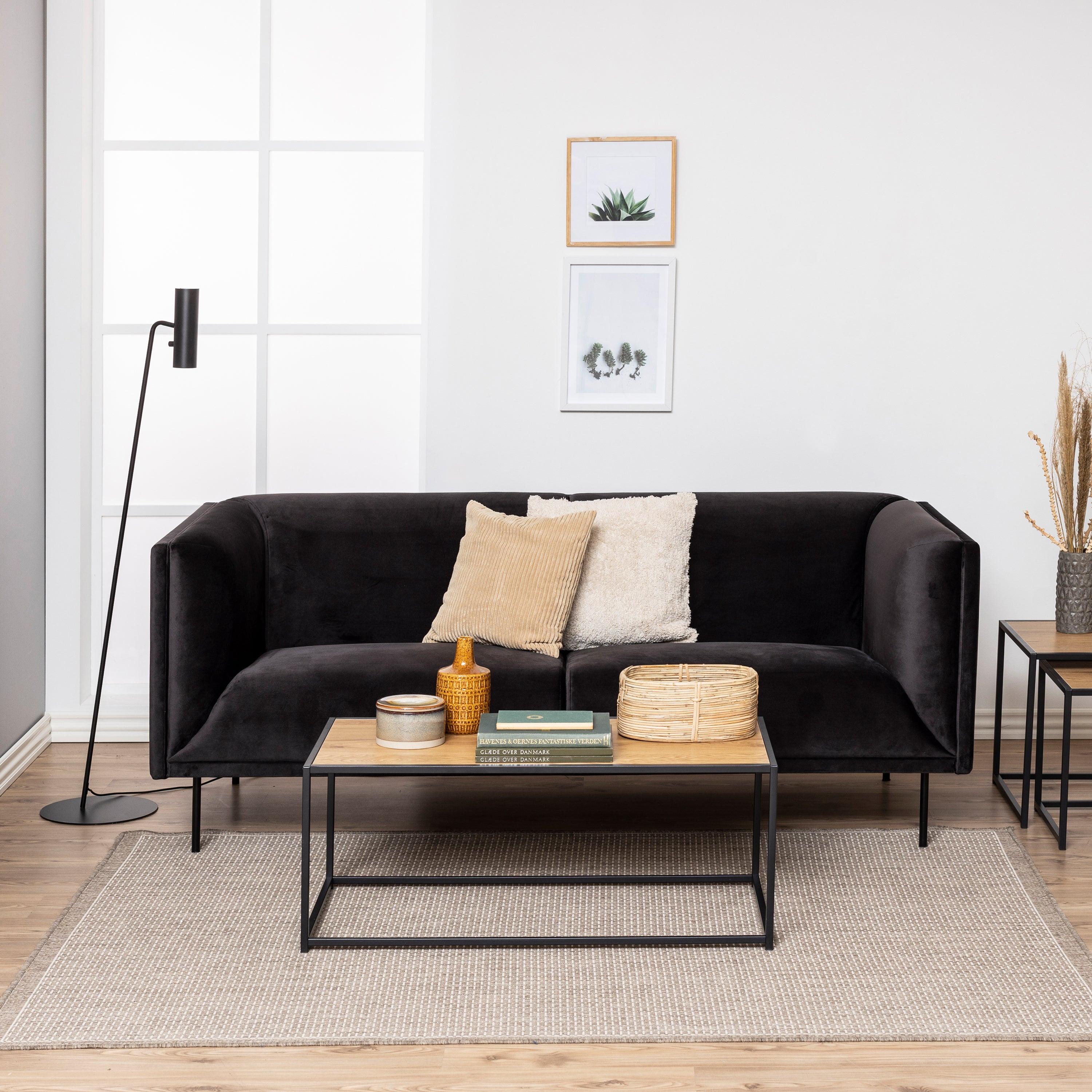 Seaford Black Metal Coffee Table with Oak Top - image 4