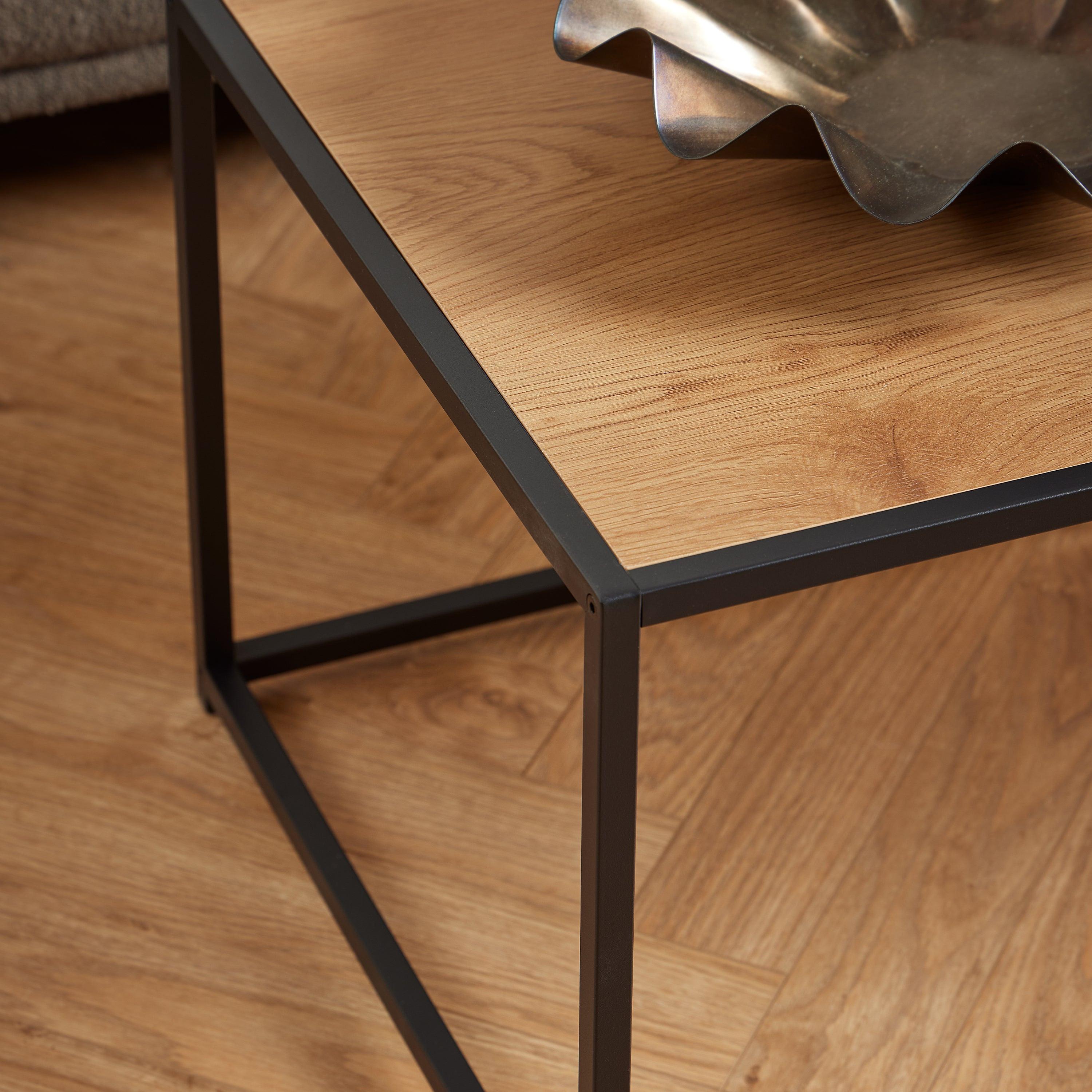 Seaford Black Metal Coffee Table with Oak Top - image 7