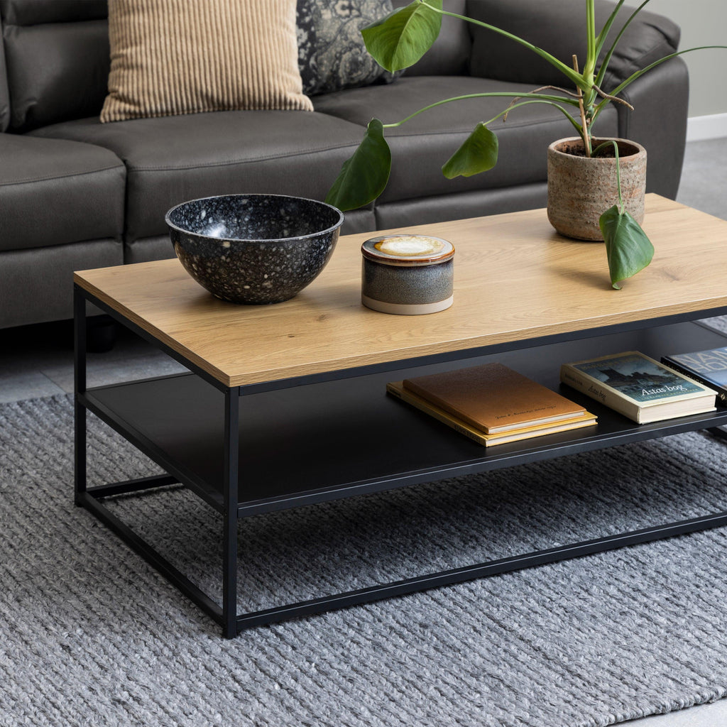 Gila Coffee Table with Open Shelf in Oak & Black - image 4