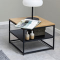 Gila Square Coffee Table with Open Shelf in Oak & Black - image 4