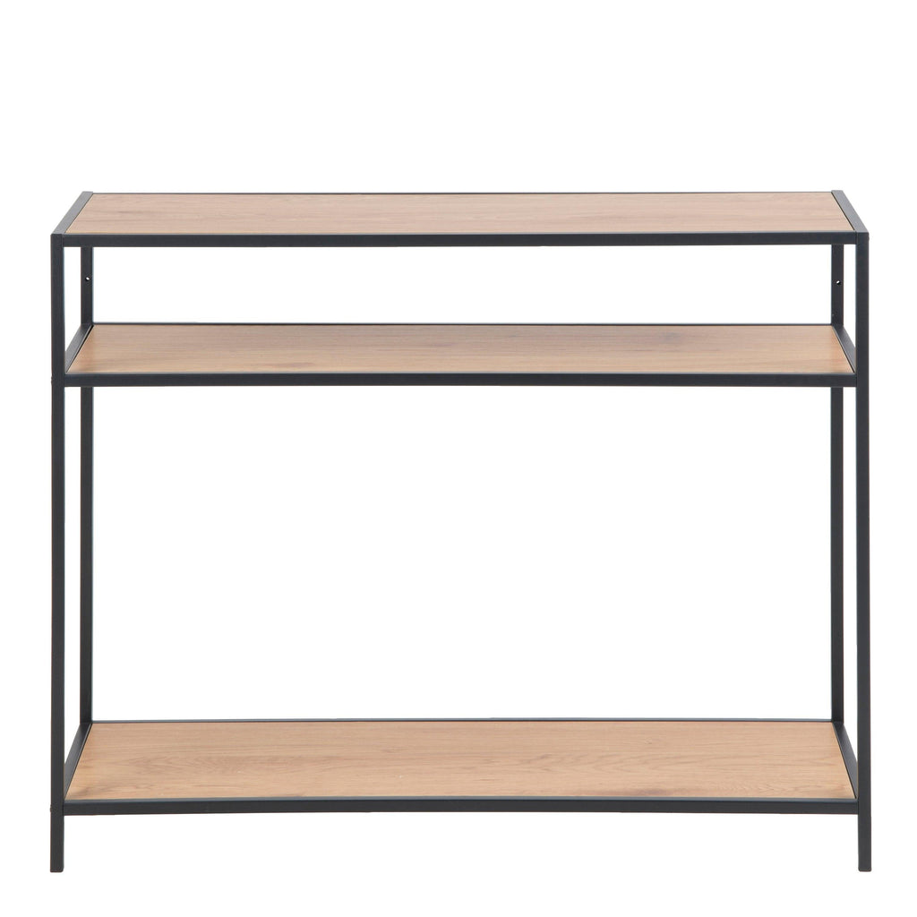 Seaford Console Table, 2 Shelves in Black and Oak - image 2