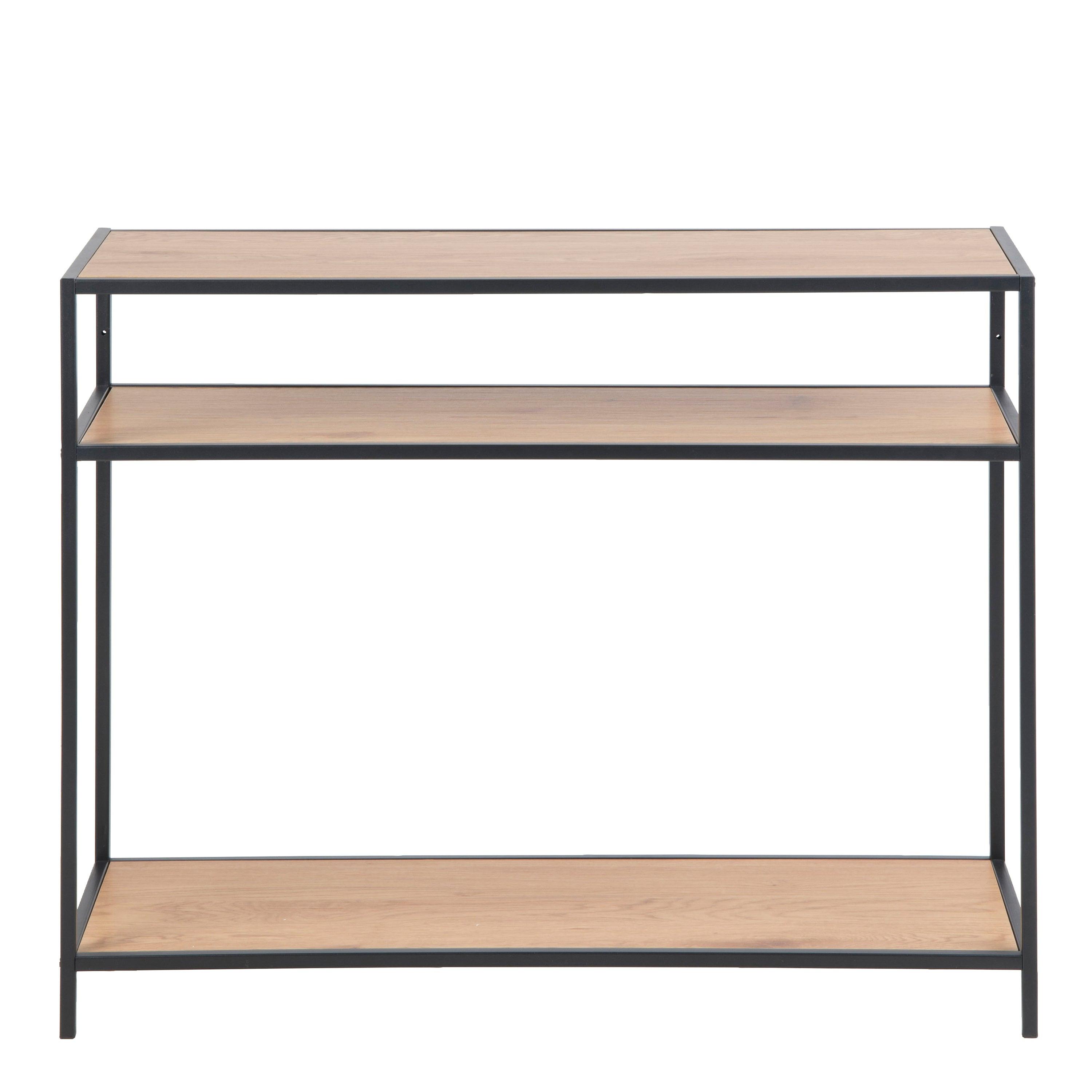 Seaford Console Table, 2 Shelves in Black and Oak - image 2
