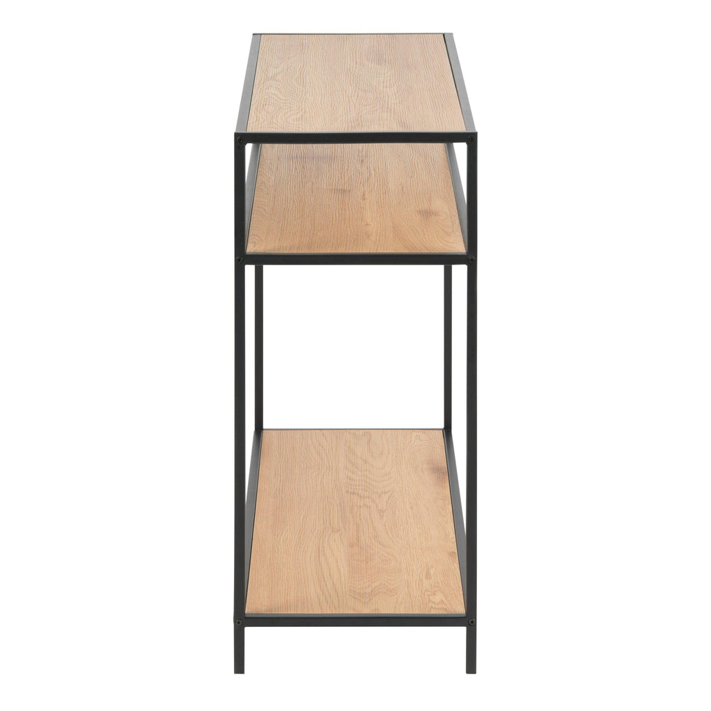 Seaford Console Table, 2 Shelves in Black and Oak - image 3