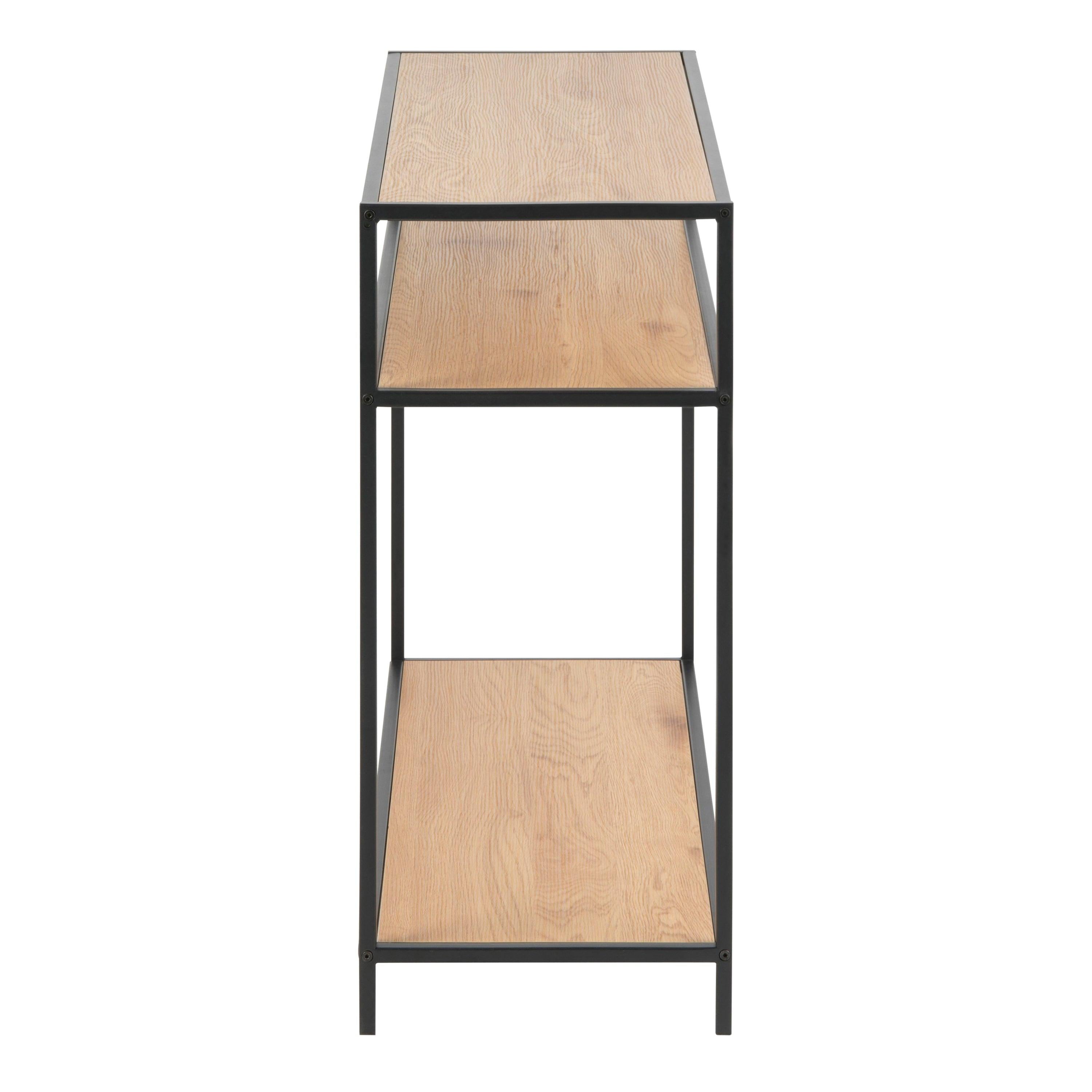 Seaford Console Table, 2 Shelves in Black and Oak - image 3