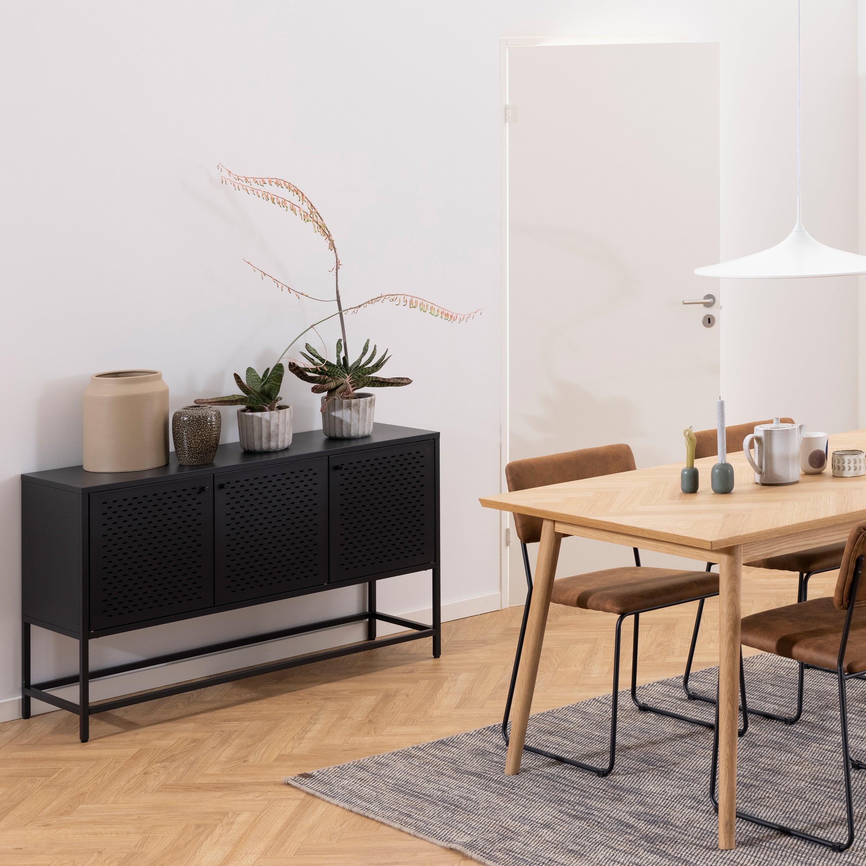 Newcastle 3 Door Raised Sideboard in Matt Black - image 5
