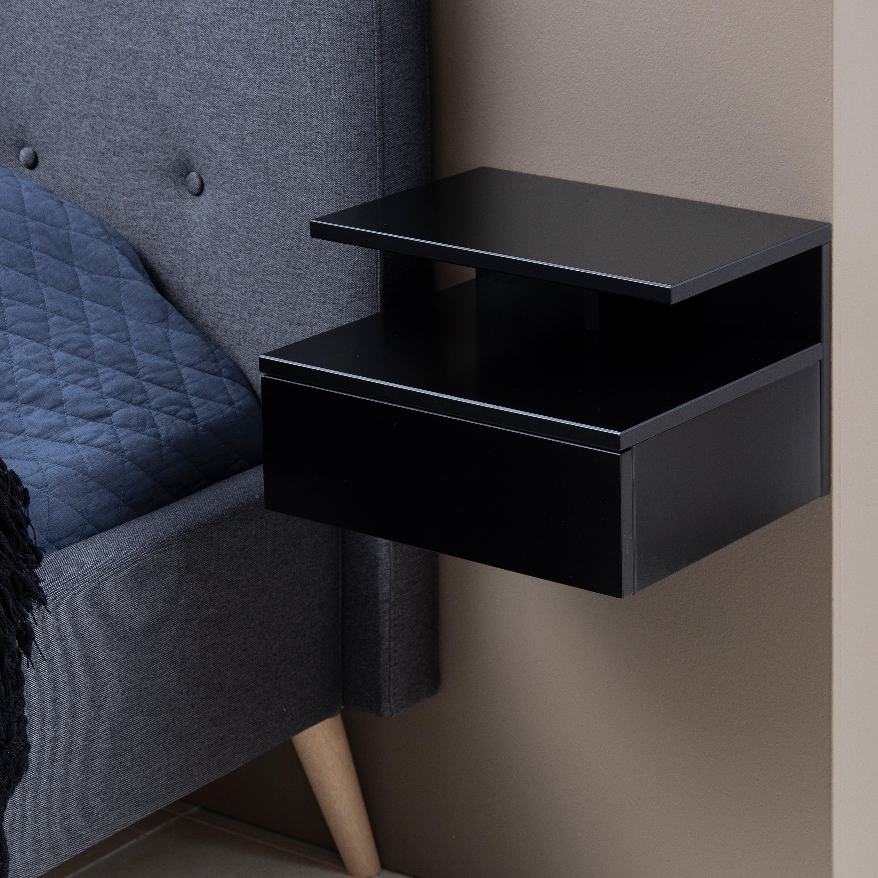 Ashlan Bedside Table with 1 Drawer in Black - image 6