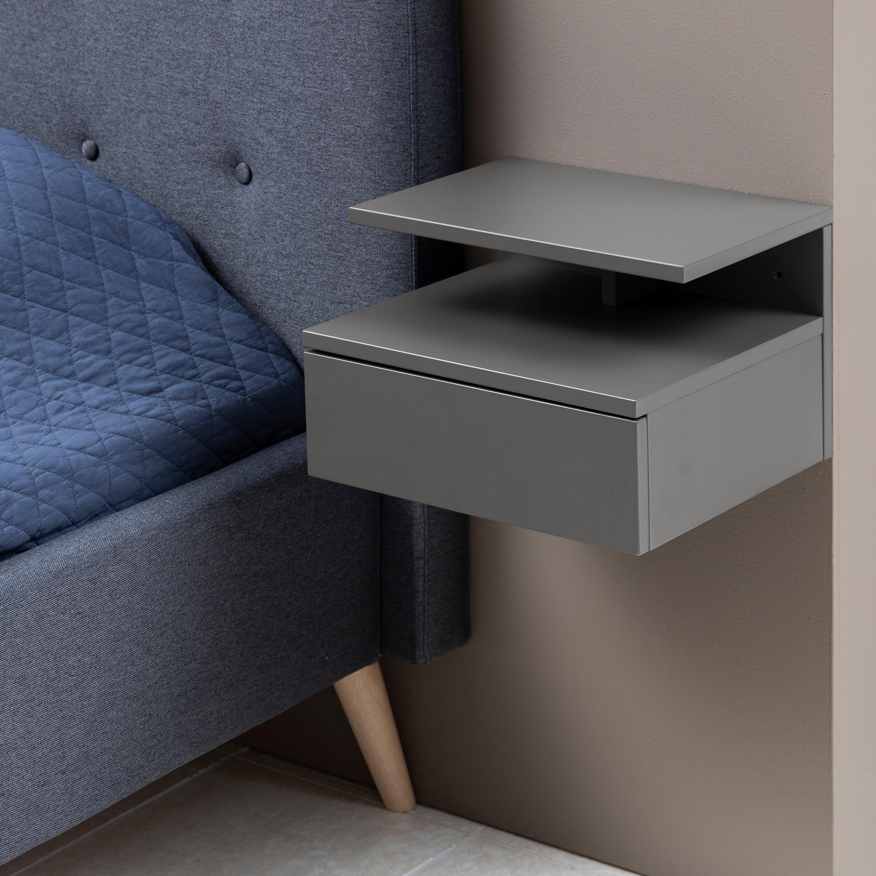 Ashlan Bedside Table with 1 Drawer in Grey - image 6