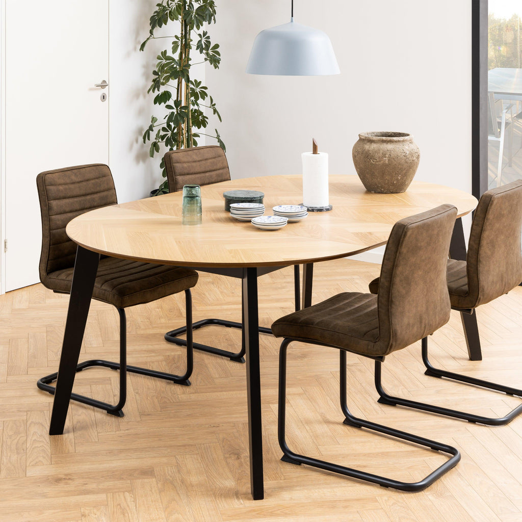 Georgetown Round Dining Table in Oak & Black - image 6