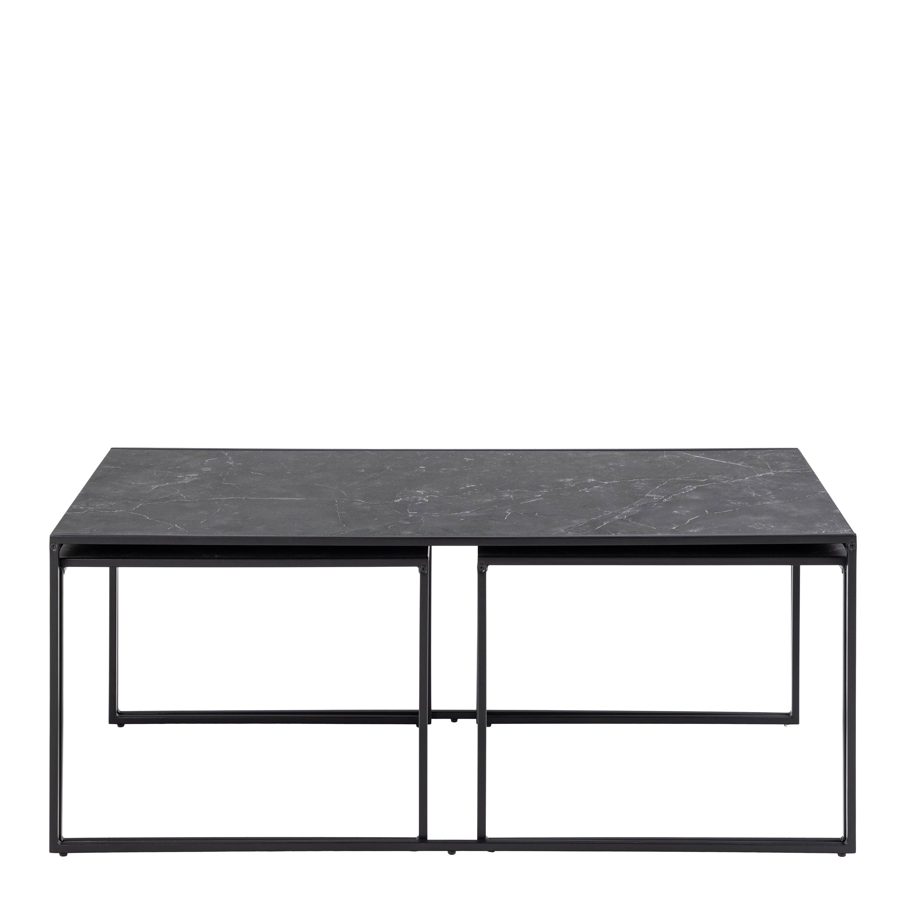 Infinity Square/Coffee Table Setin Matt Black Set of 3 - image 2