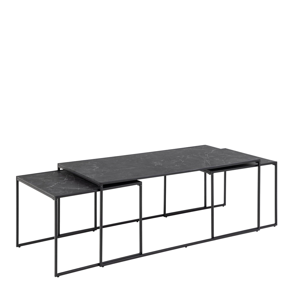 Infinity Square/Coffee Table Setin Matt Black Set of 3 - image 3