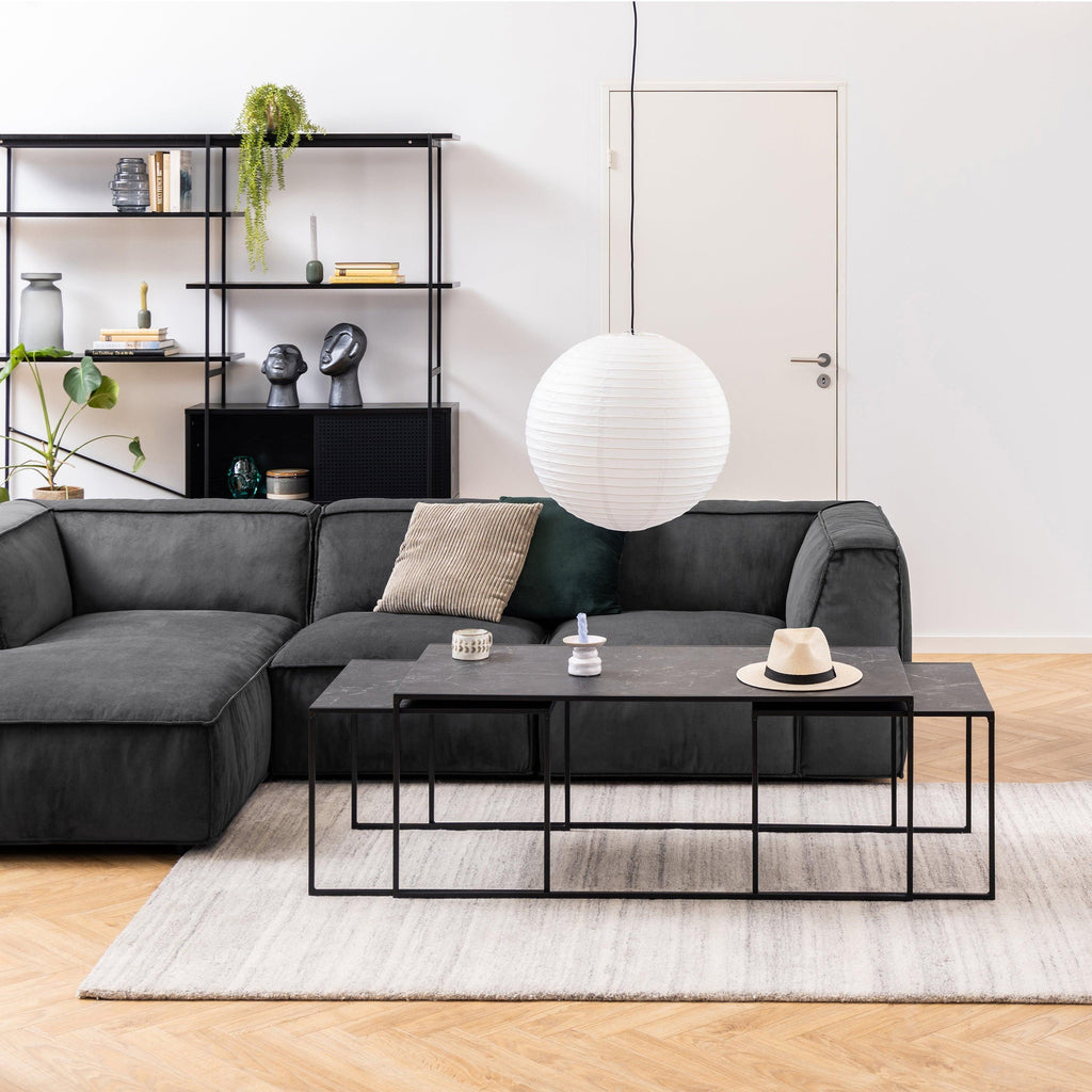 Infinity Square/Coffee Table Setin Matt Black Set of 3 - image 4