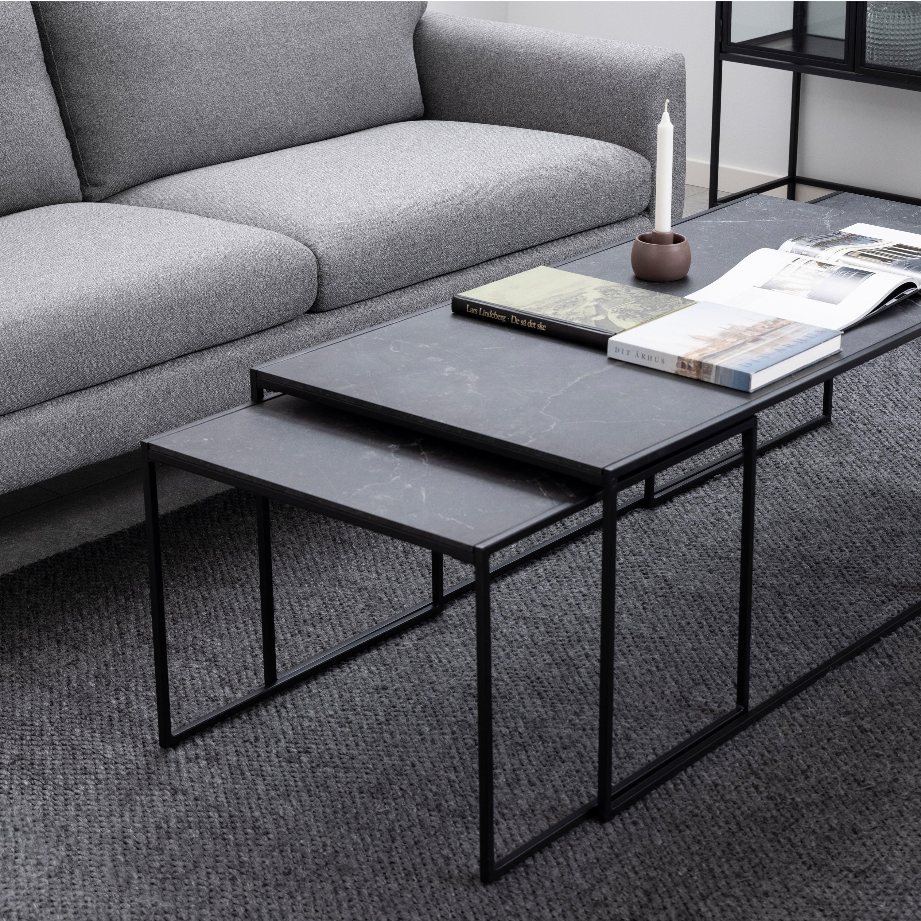 Infinity Square/Coffee Table Setin Matt Black Set of 3 - image 6